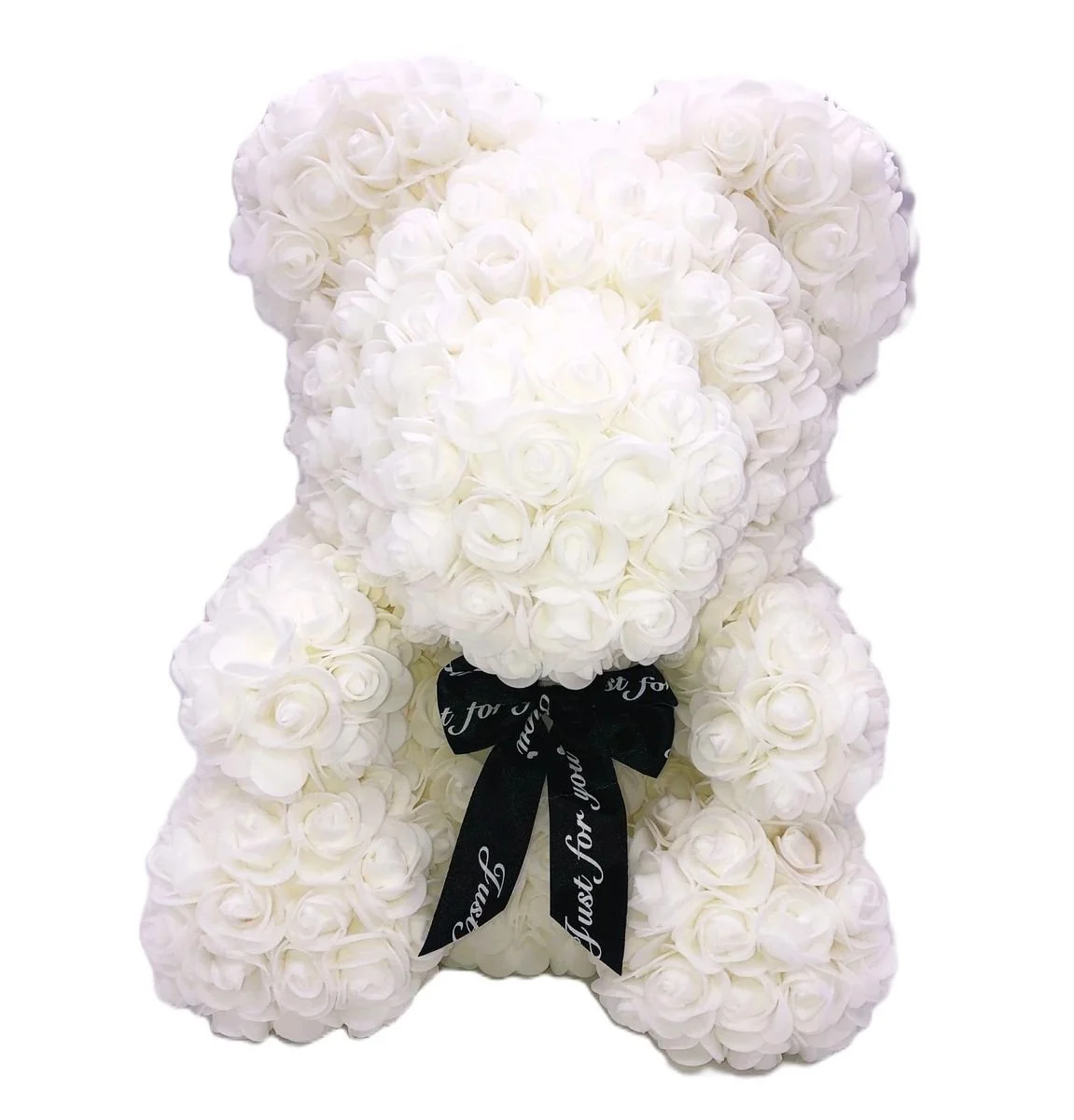 Large White Rose Teddy Bear