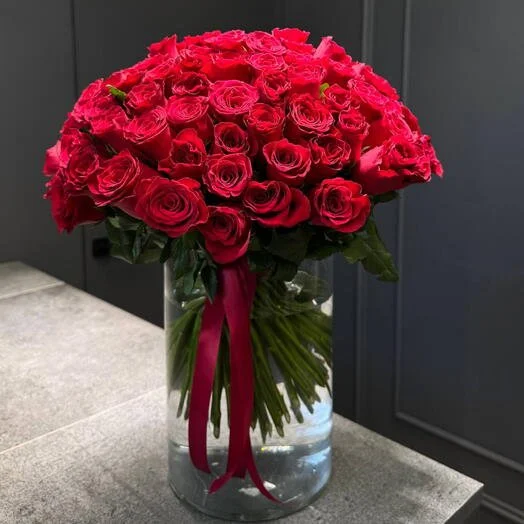 50 Rose Arrangement In A Vase