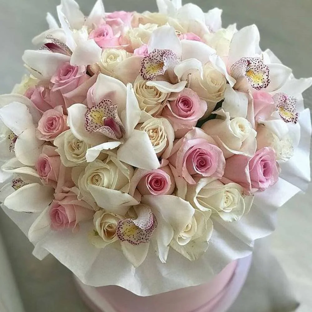 Roses & Orchids Box Arrangement