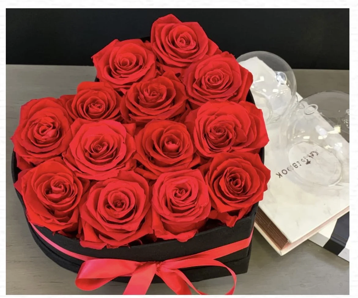 Eternal Roses in Heart Shape Box