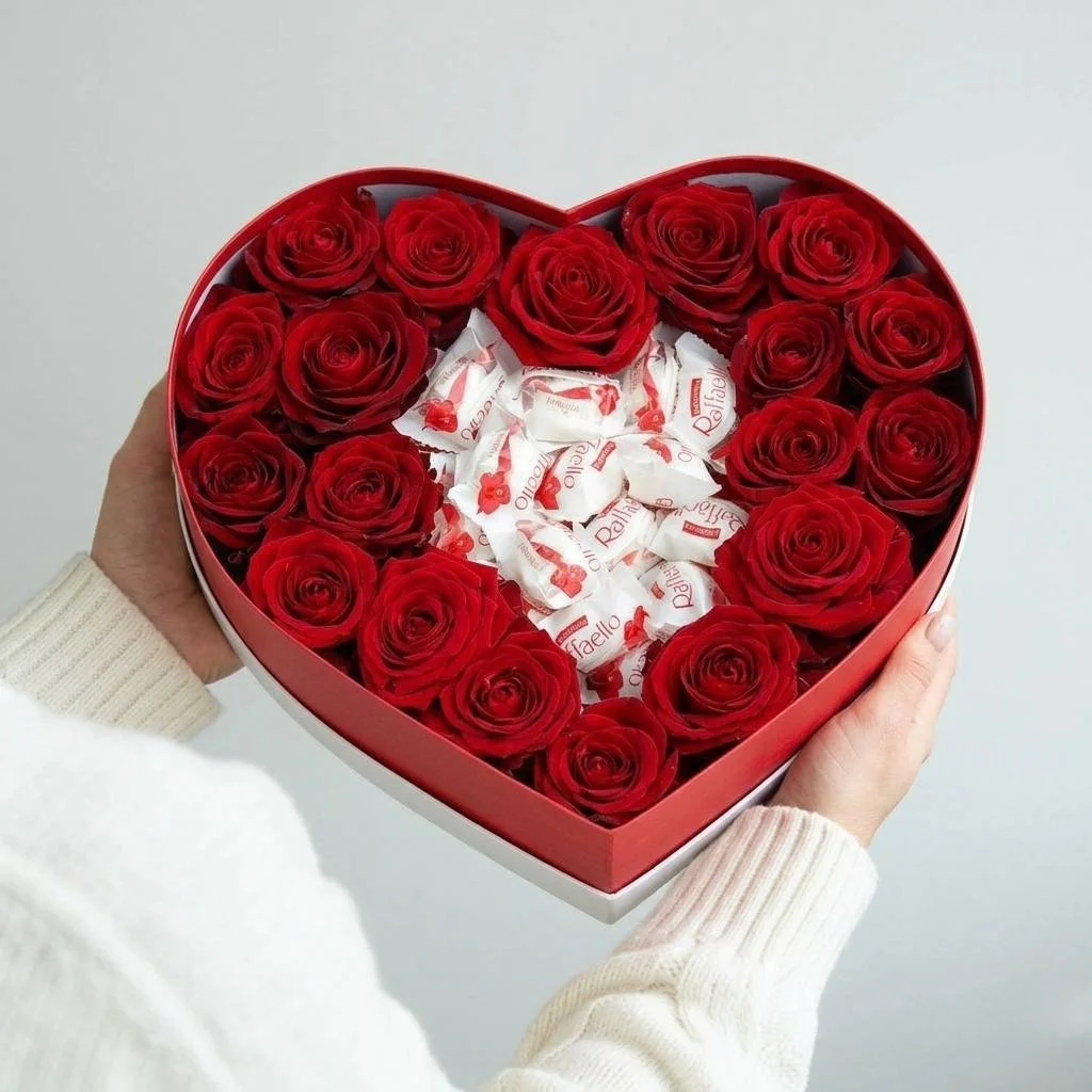 Silk Heart Box Arrangement