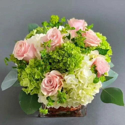 White & Green Vase Arrangement