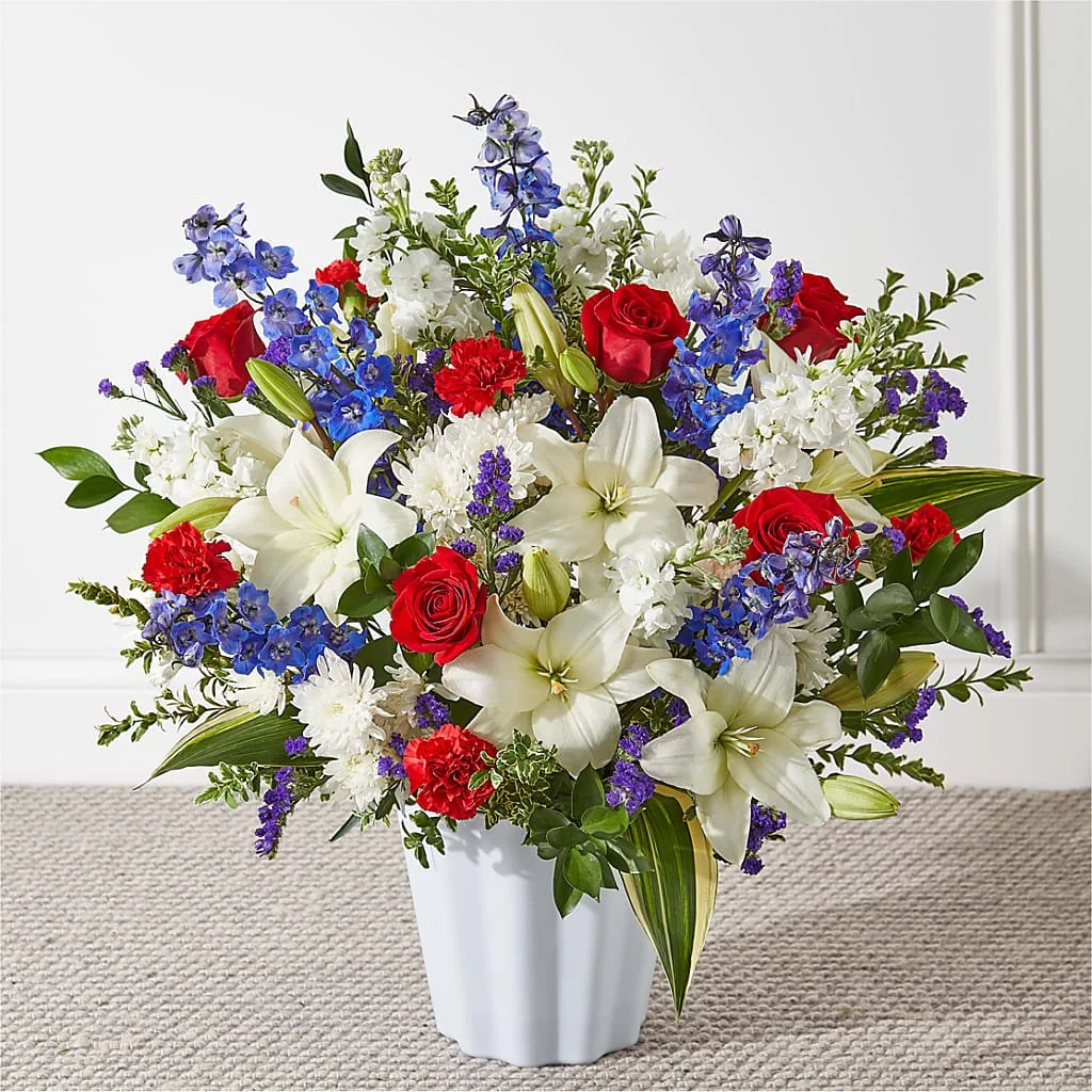 Blue & Red and White Sympathy Floor Basket