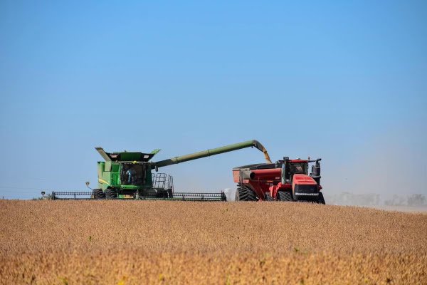 Case IH and John Deere combine