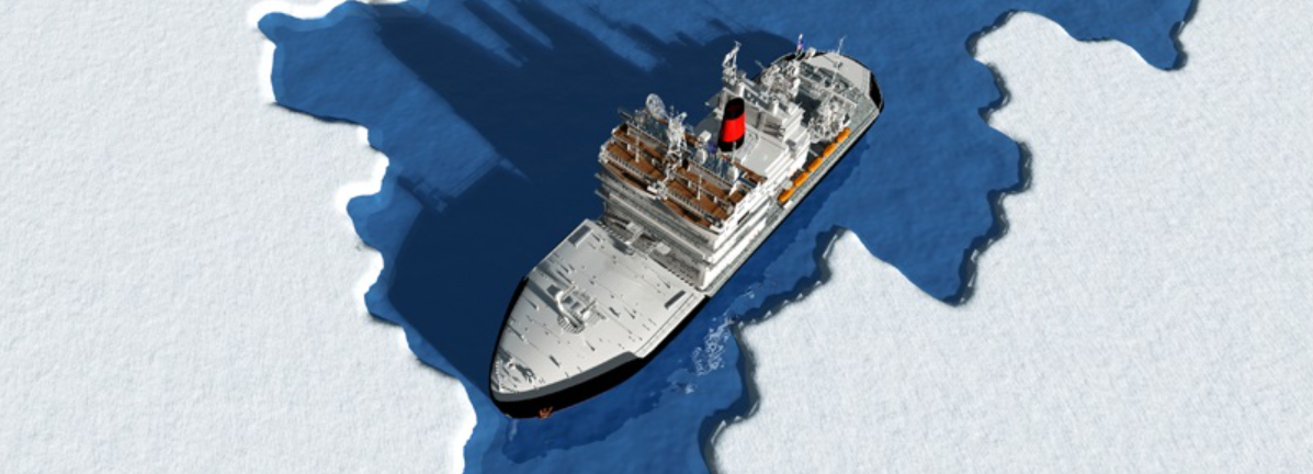 Ship in icy waters