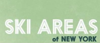 Text reading 'SKI AREAS of NEW YORK' on a green background.