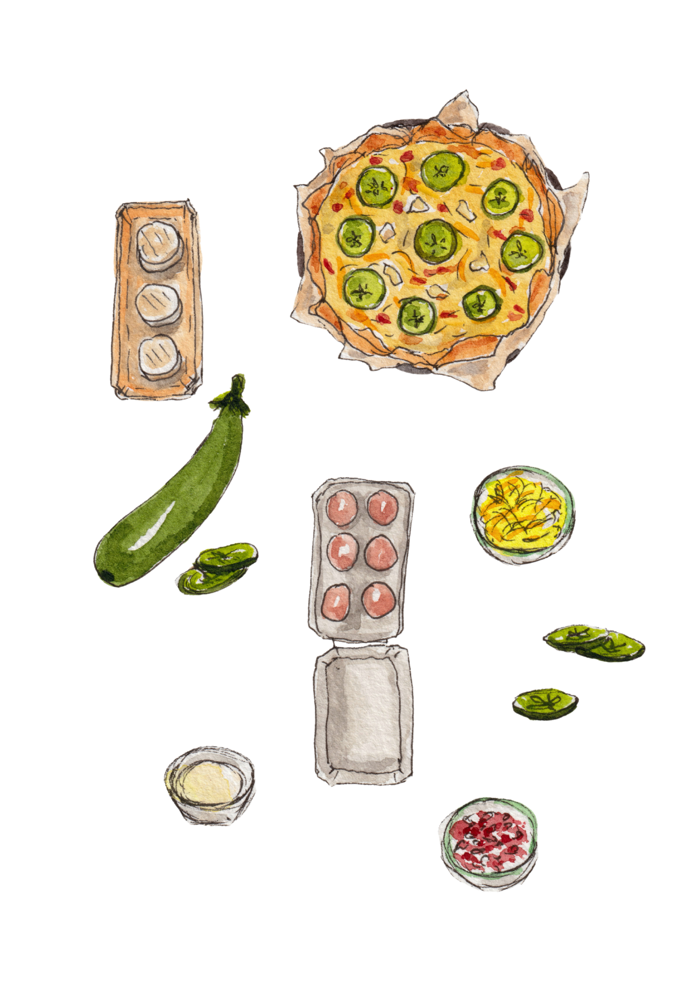 illustration recette tarte courgettes