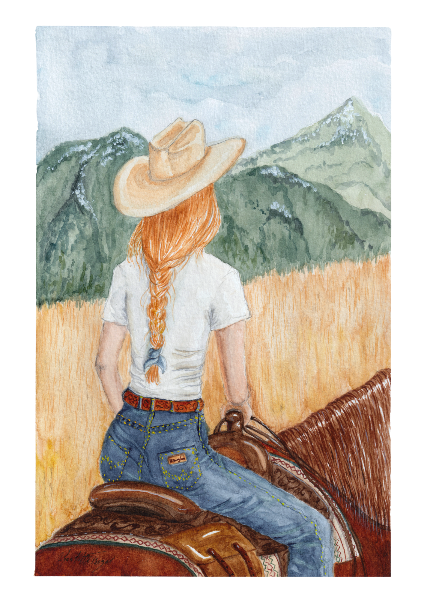 Saddle Up (Wrangler) - Aquarelle -  21 x 29,7 cm 
