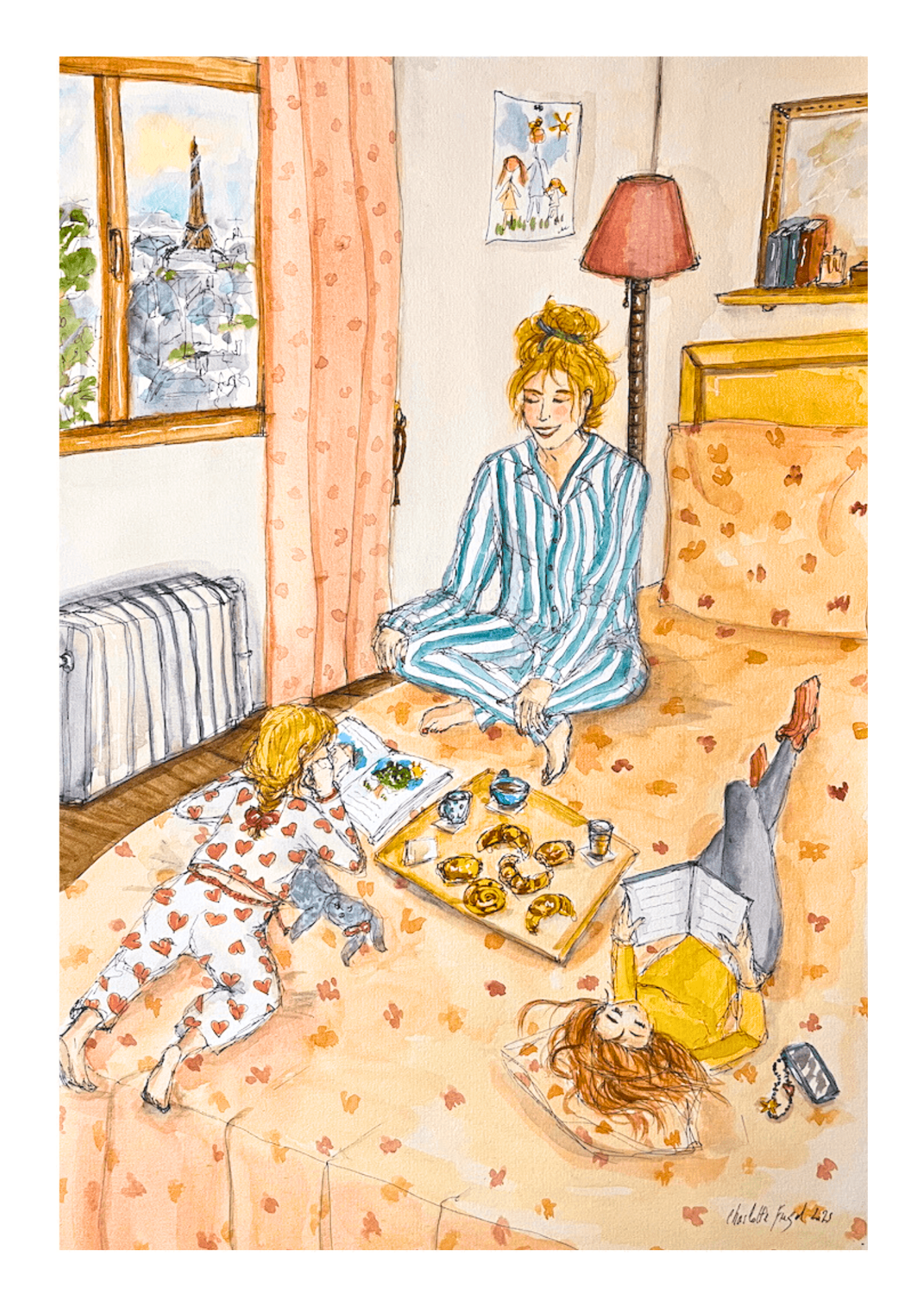 Dimanche matin à Paris - Aquarelle - 30 x 40 cm