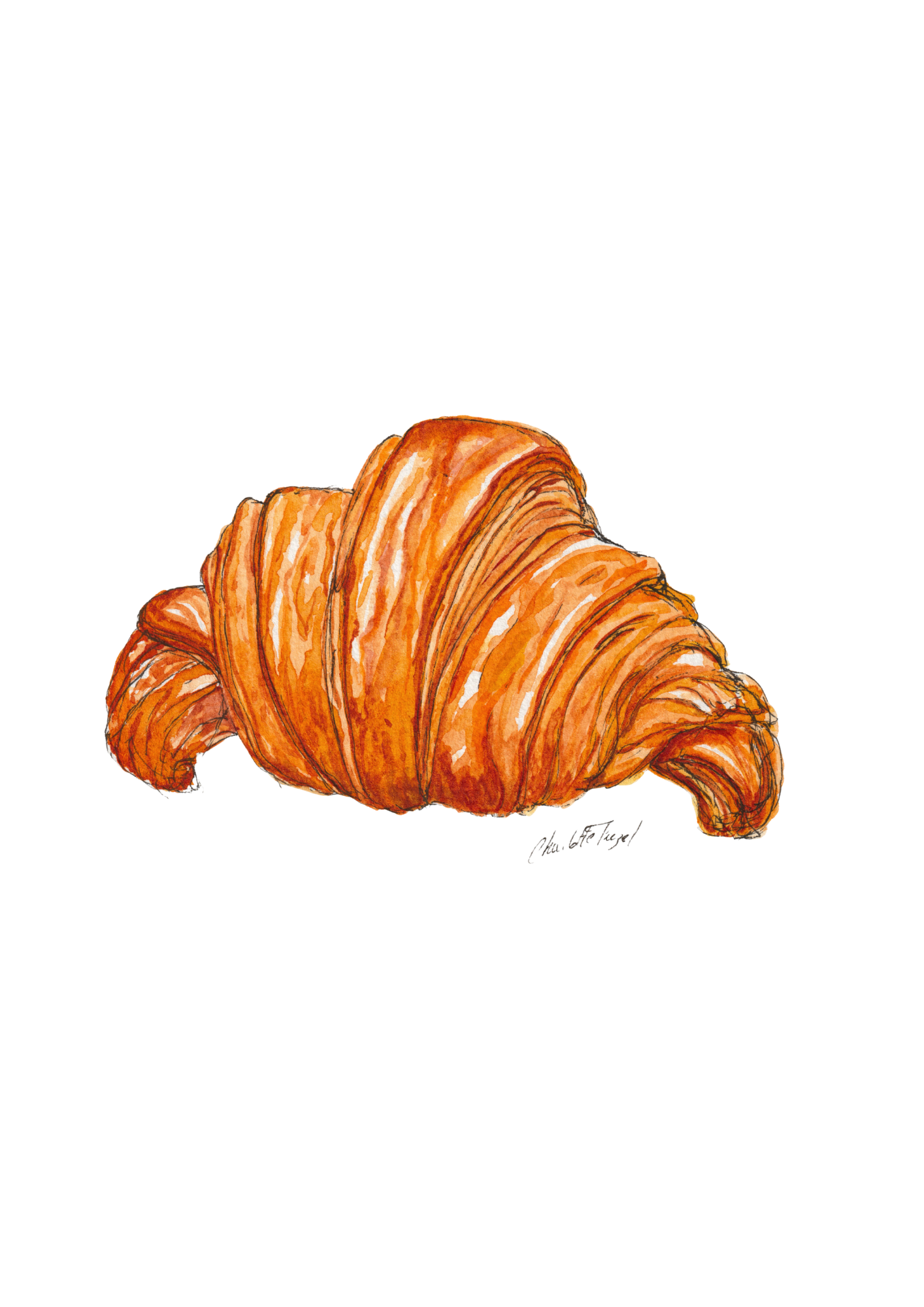 Croissant - Aquarelle - 14,8 x 10,5 cm