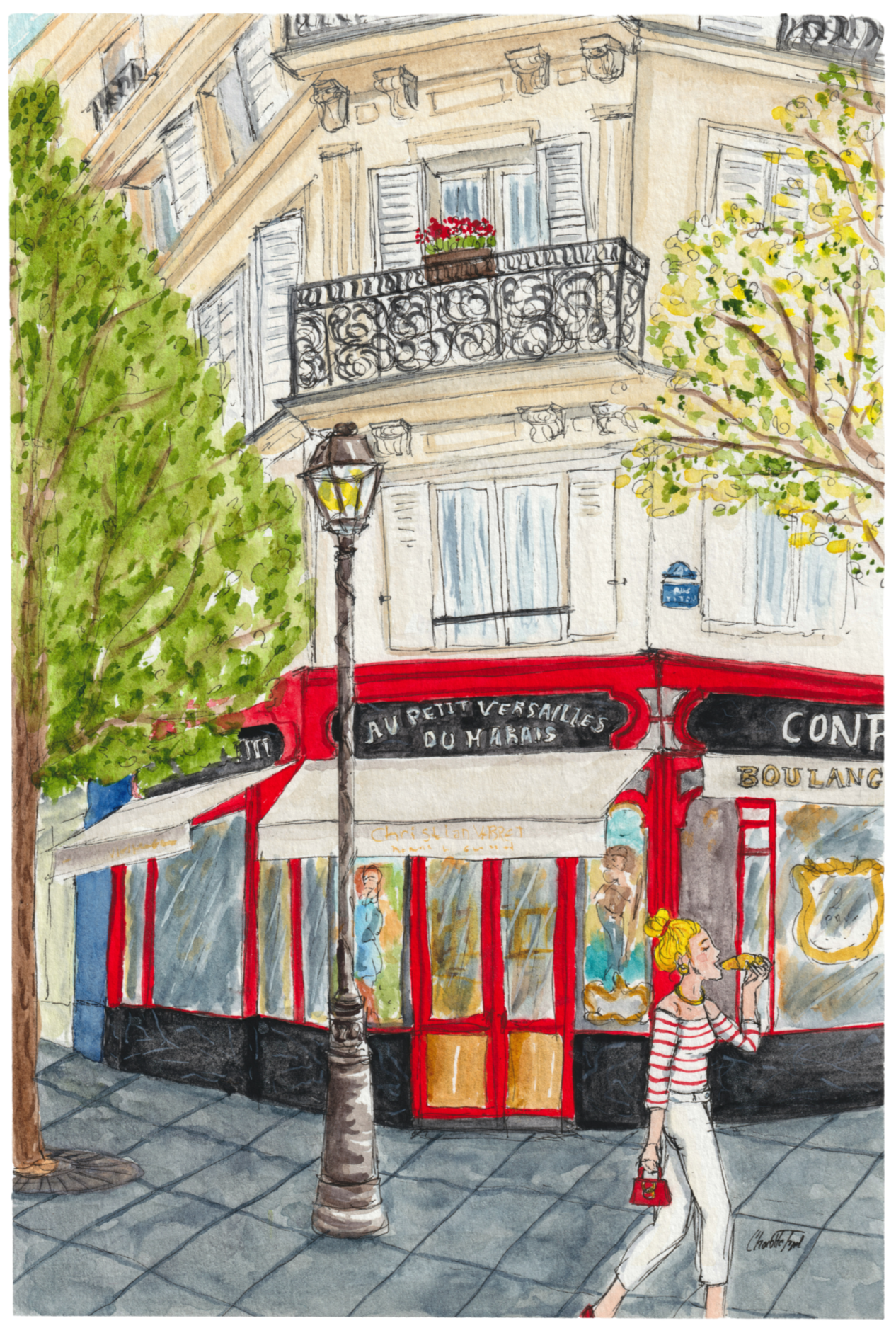 Un croissant dans le marais aquarelle charlotte frezel