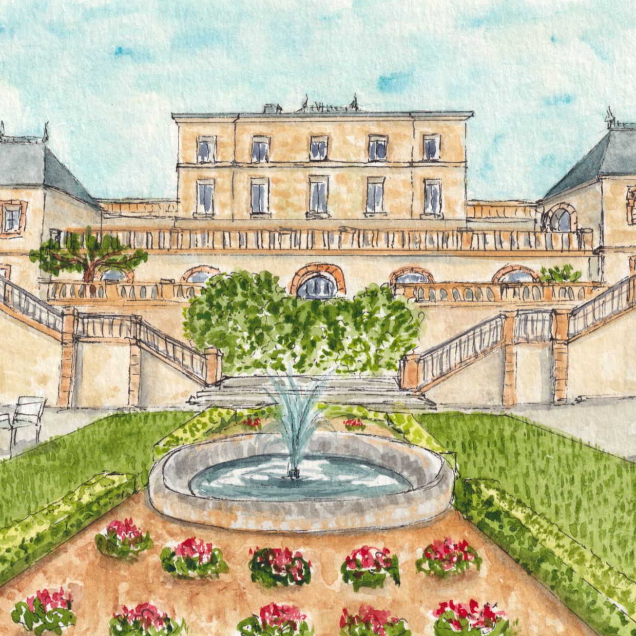Illustration Domaine de Rochebois par charlotte Frezel aquarelle