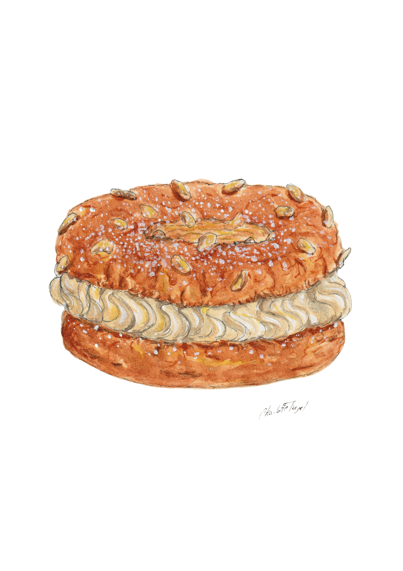 Paris-Brest - Aquarelle - 14,8 x 21 cm 