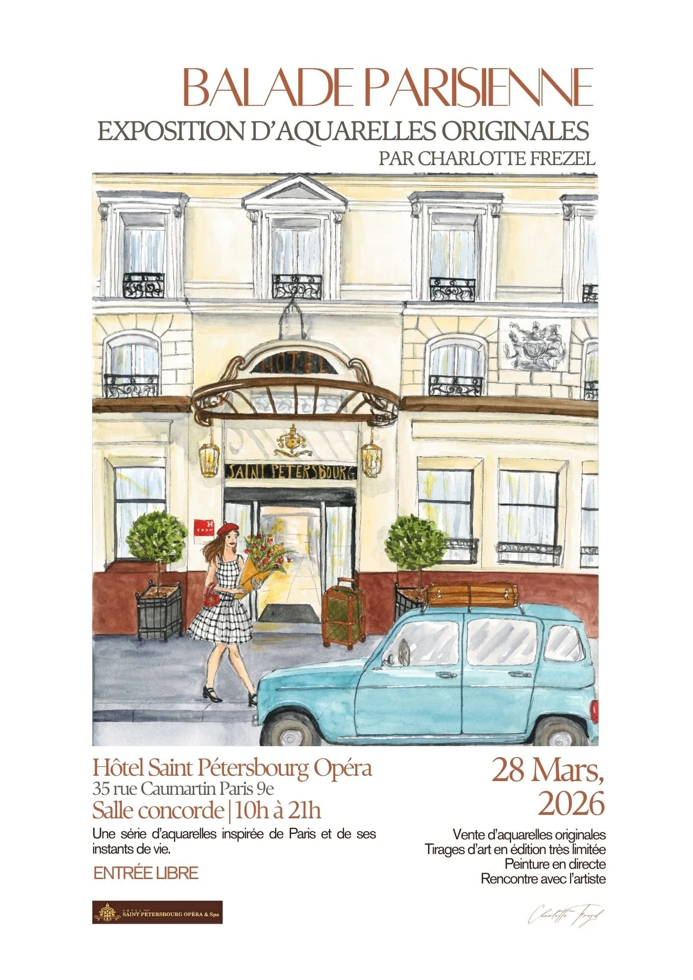 affiche expo de Charlotte Frezel - aquarelle