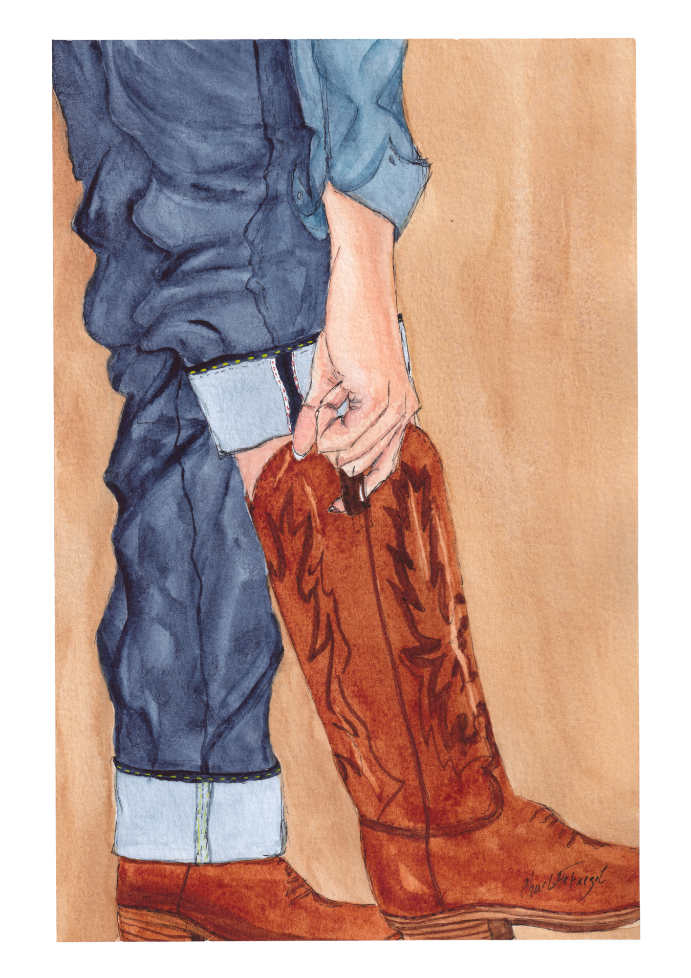 Red Line - Aquarelle -  21 x 29,7 cm 