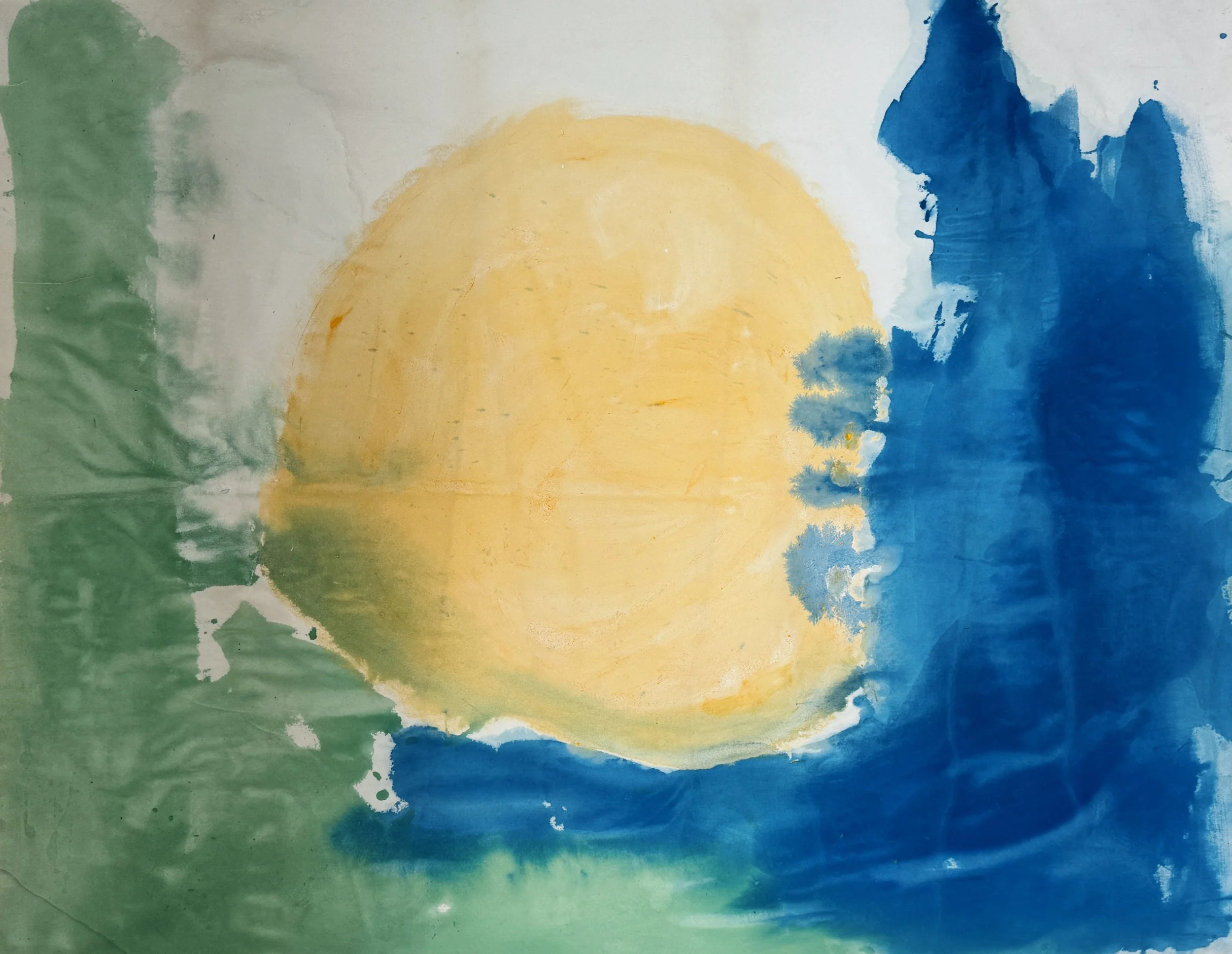 Between the Sea and Grass, 2025 / 
160 x 200 cm / 
Pigment and acrylic on canvas
