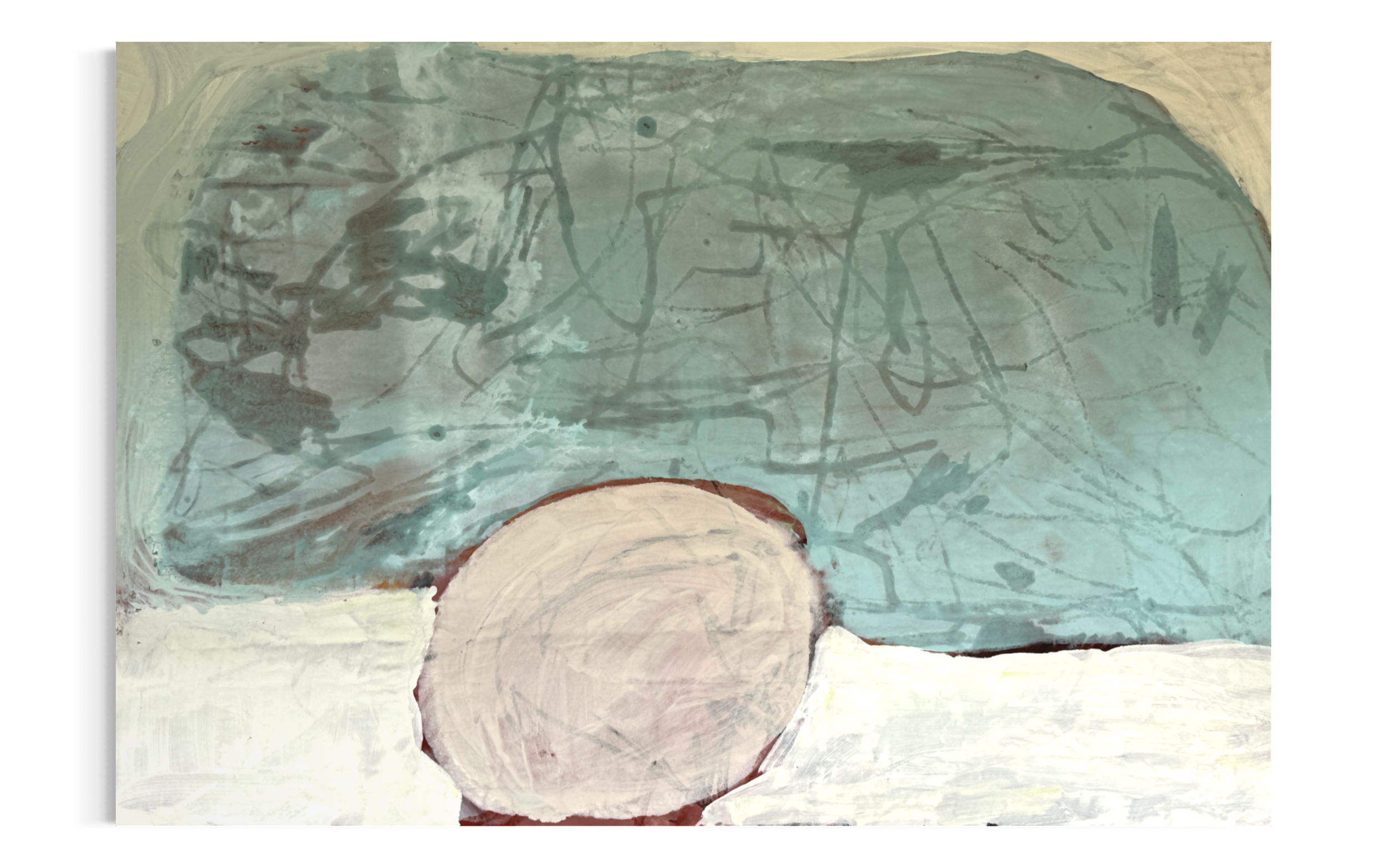 Buttress | 2026 | Mineral paint and natural oil pastels on canvas | 141 x 210 cm