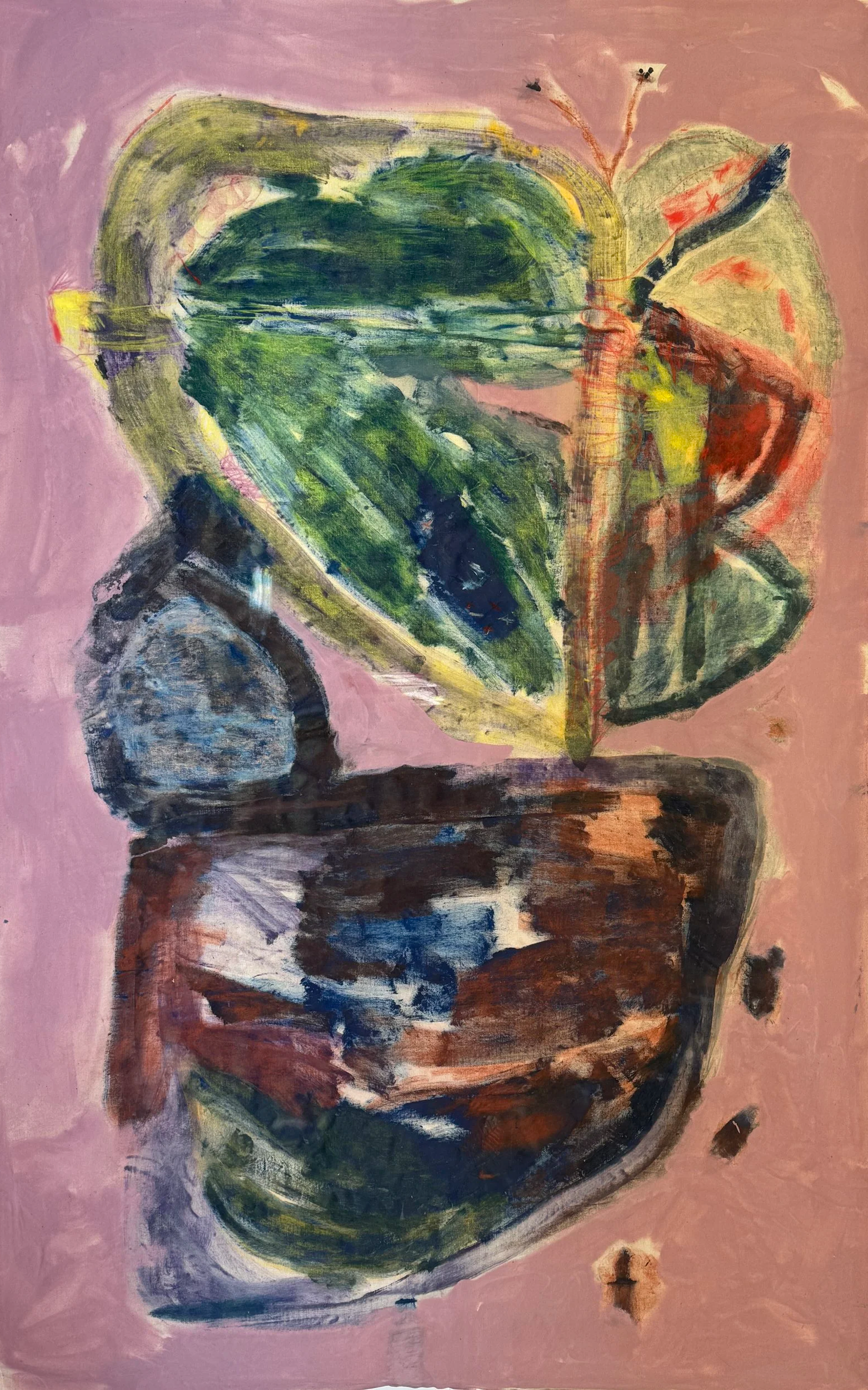 Butterfly on Rock, 2026 / 
220 x 340 cm / 
Pigment, linseed oil and chalk pastels on raw linen