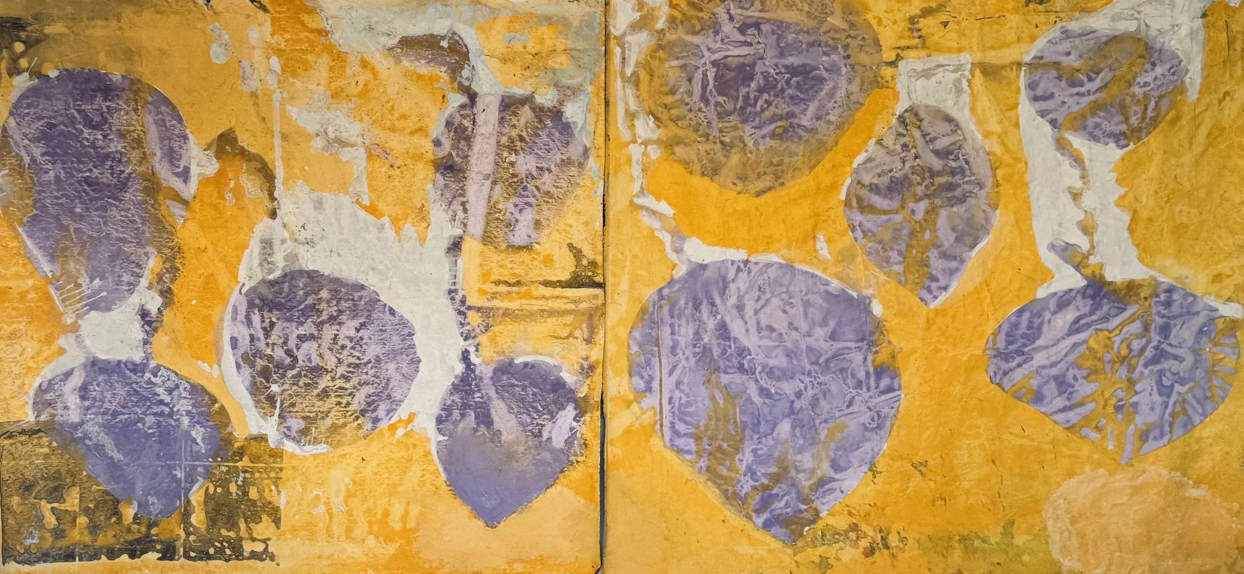 Tears of a Son I and II, 2025 / 
200 x 200 cm & 200 x 200 cm / 
Acrylic and pigment on canvas