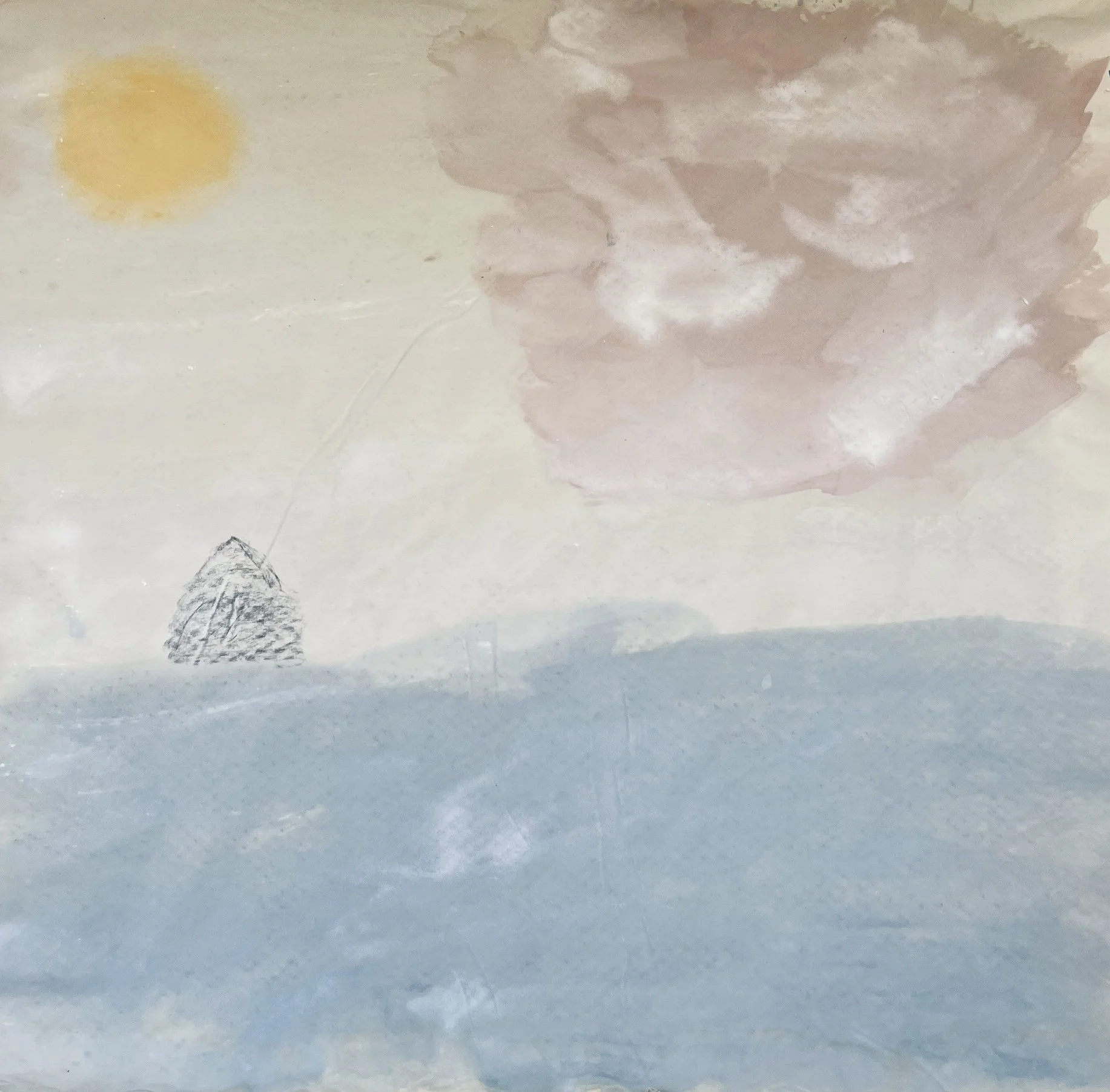 Home I, 2023 / 
160 x 160 cm / 
Mineral paint and graphite on canvas