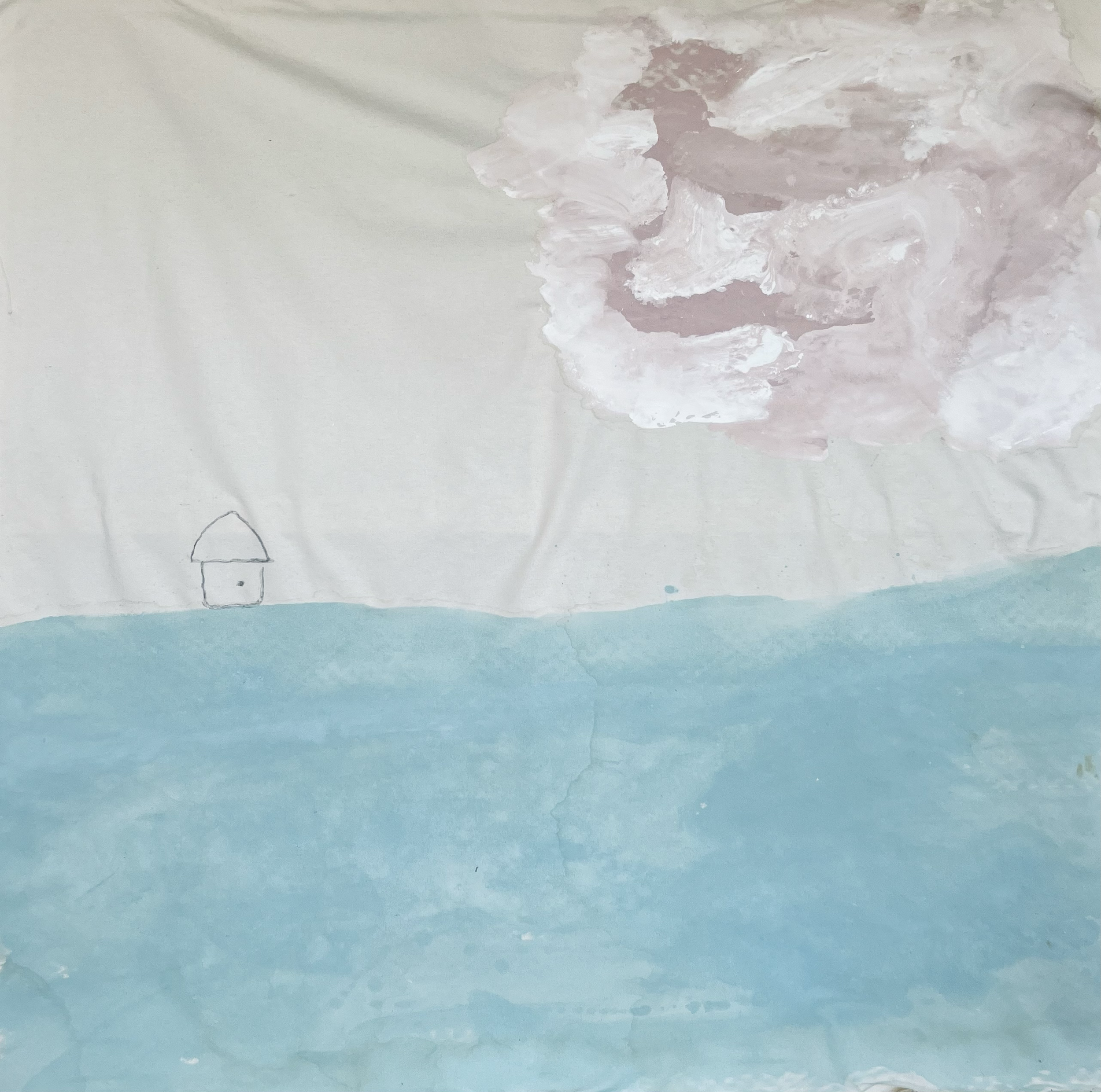 Home II, 2023 / 
160 x 160 cm / 
Mineral paint and graphite on canvas