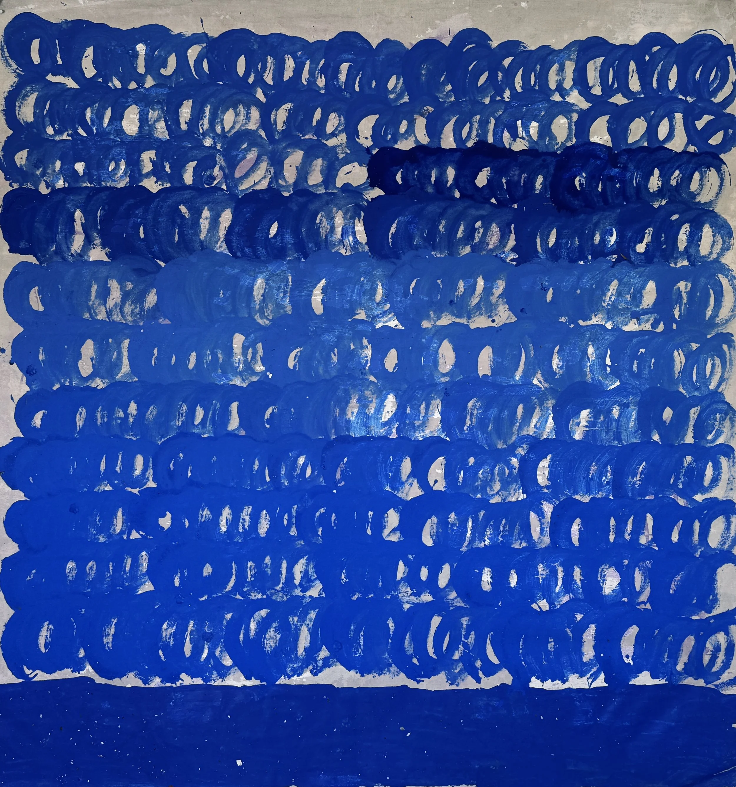 Shades of Blue, 2025 / 
180 x 180 cm / 
Pigment and acrylic on canvas