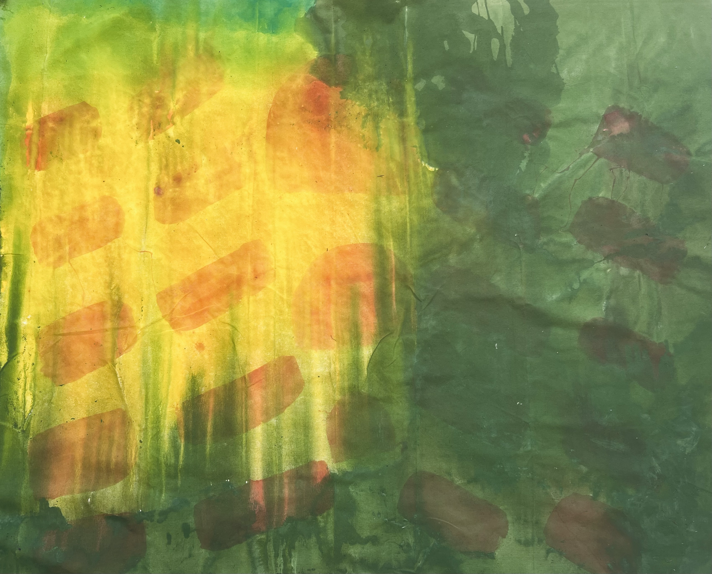 Risen, 2024 / 
183 × 240 cm / 
Pigment and acrylic on canvas