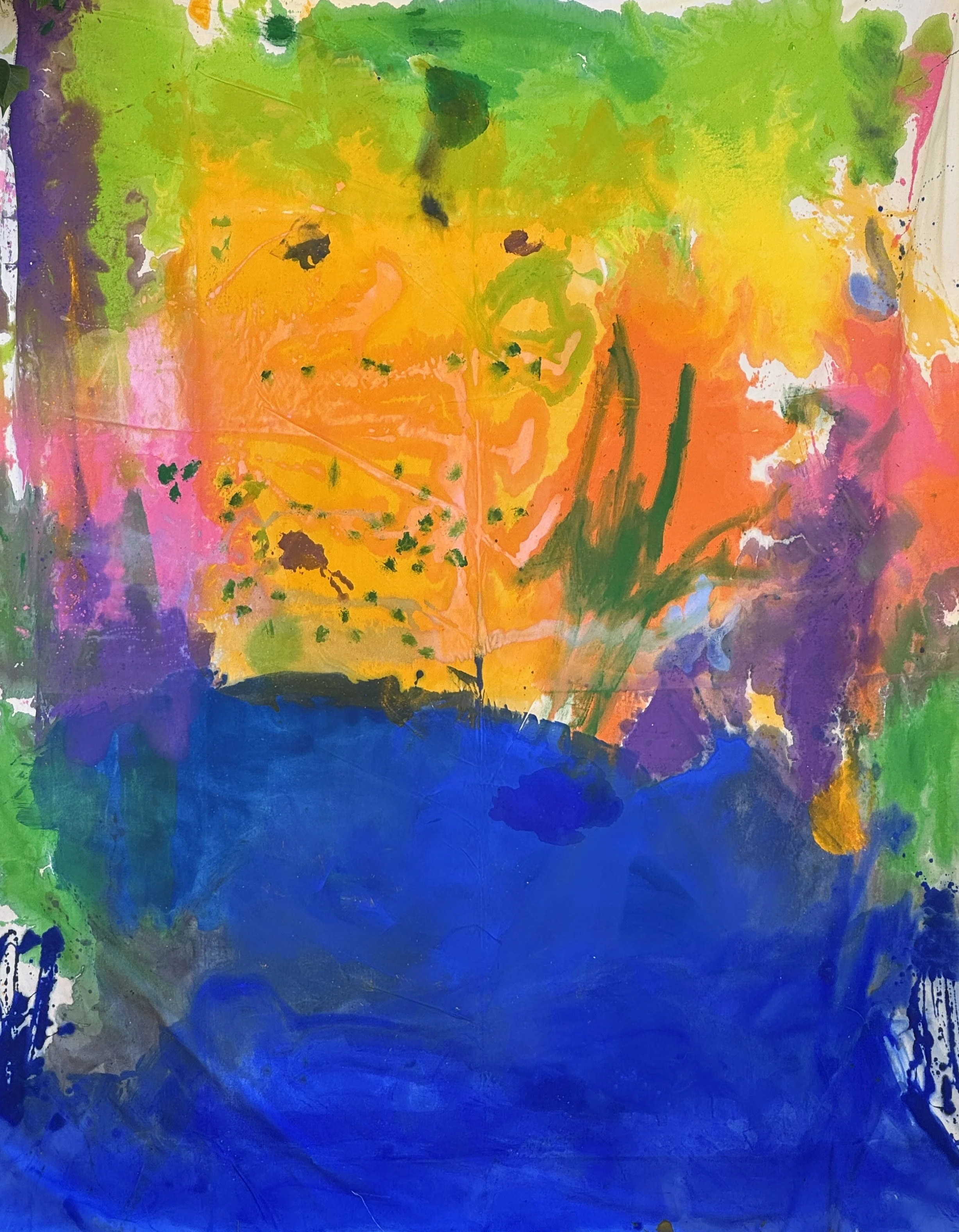 Orange ontop of the Sunset, 2025 / 
400 x 300 cm / 
Pigment and acrylic on canvas