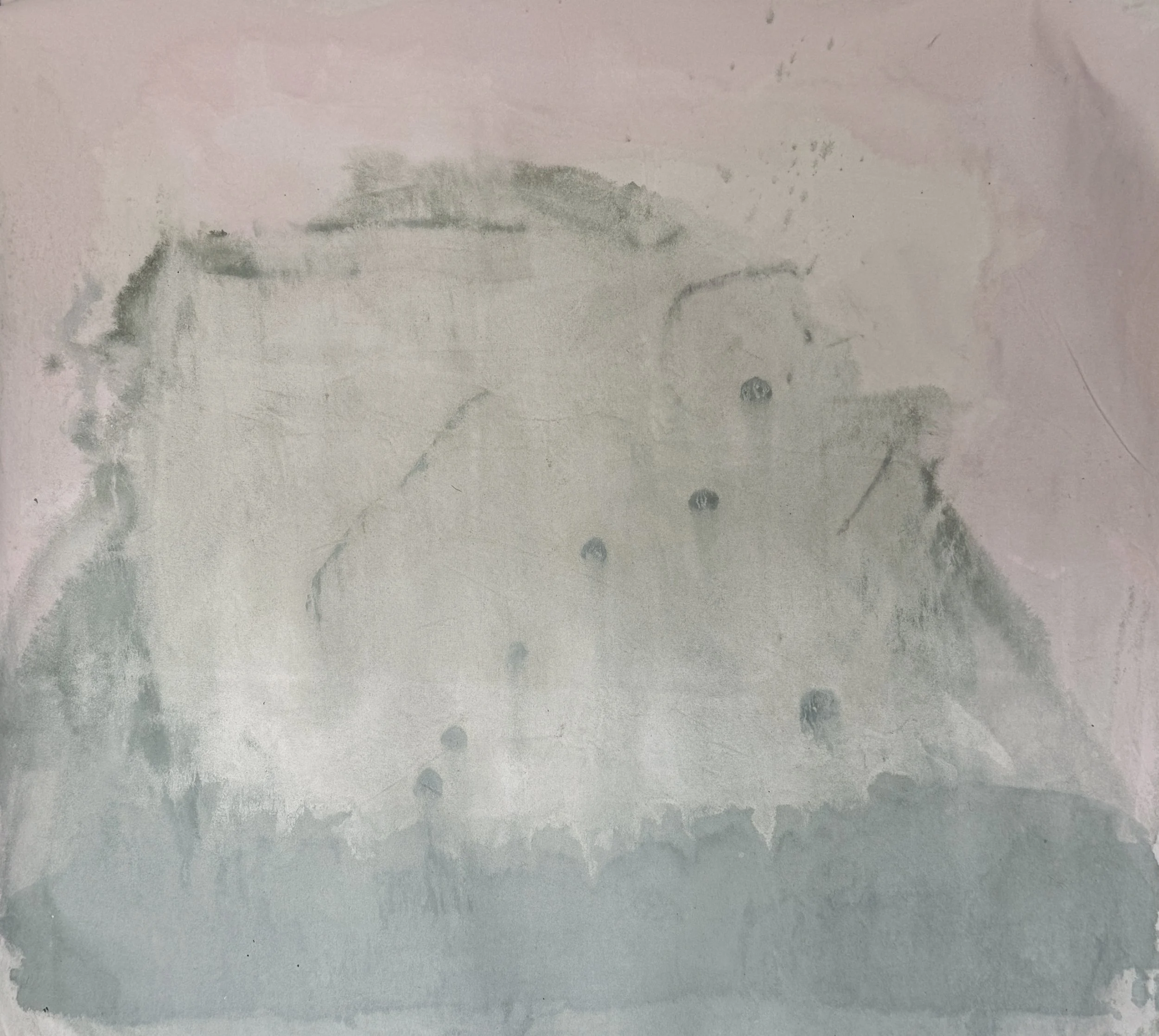 Phase out of Nowhere, 2025 / 
110 x 130 cm / 
Pigment and acrylic on canvas