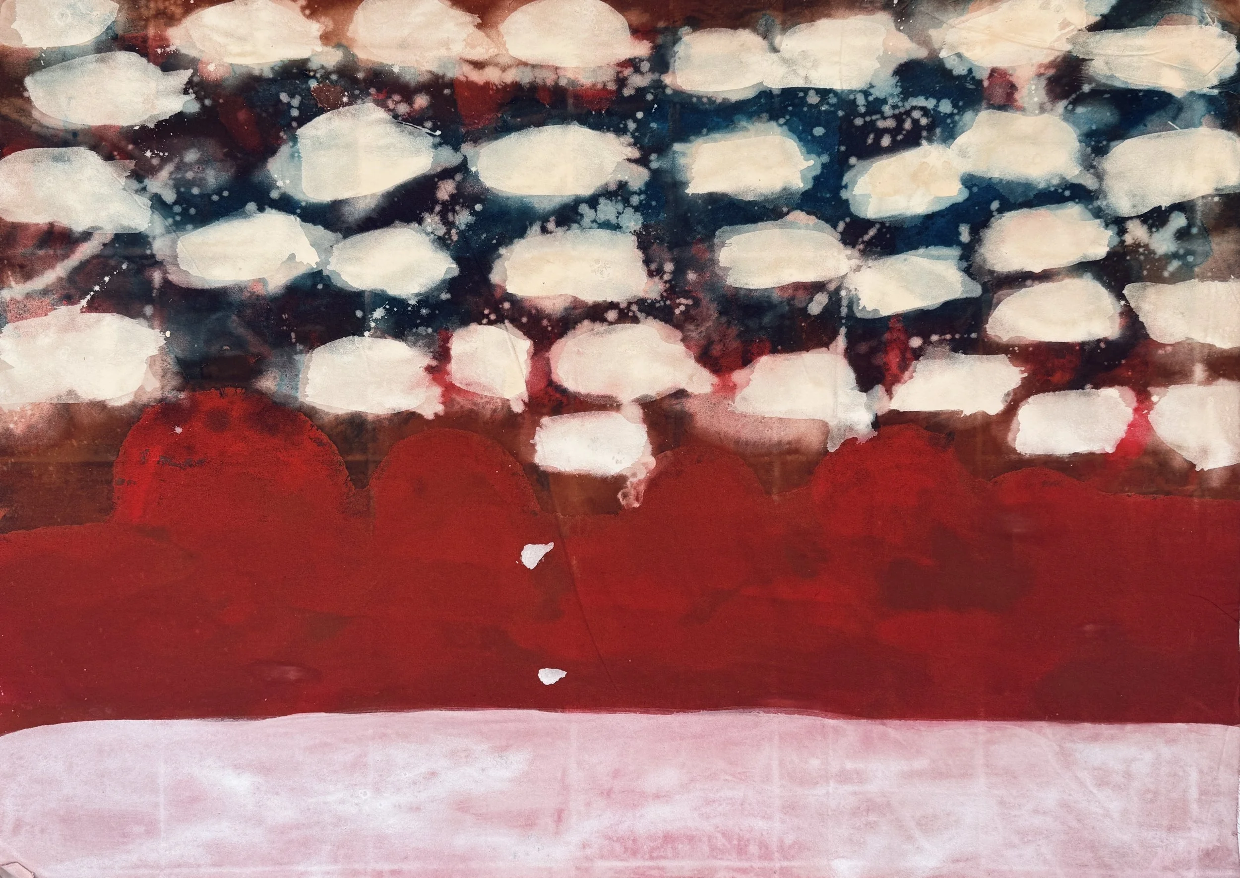 City in the Clouds, 2025 / 
160 x 200 cm / 
Acrylic and mineral paint on canvas