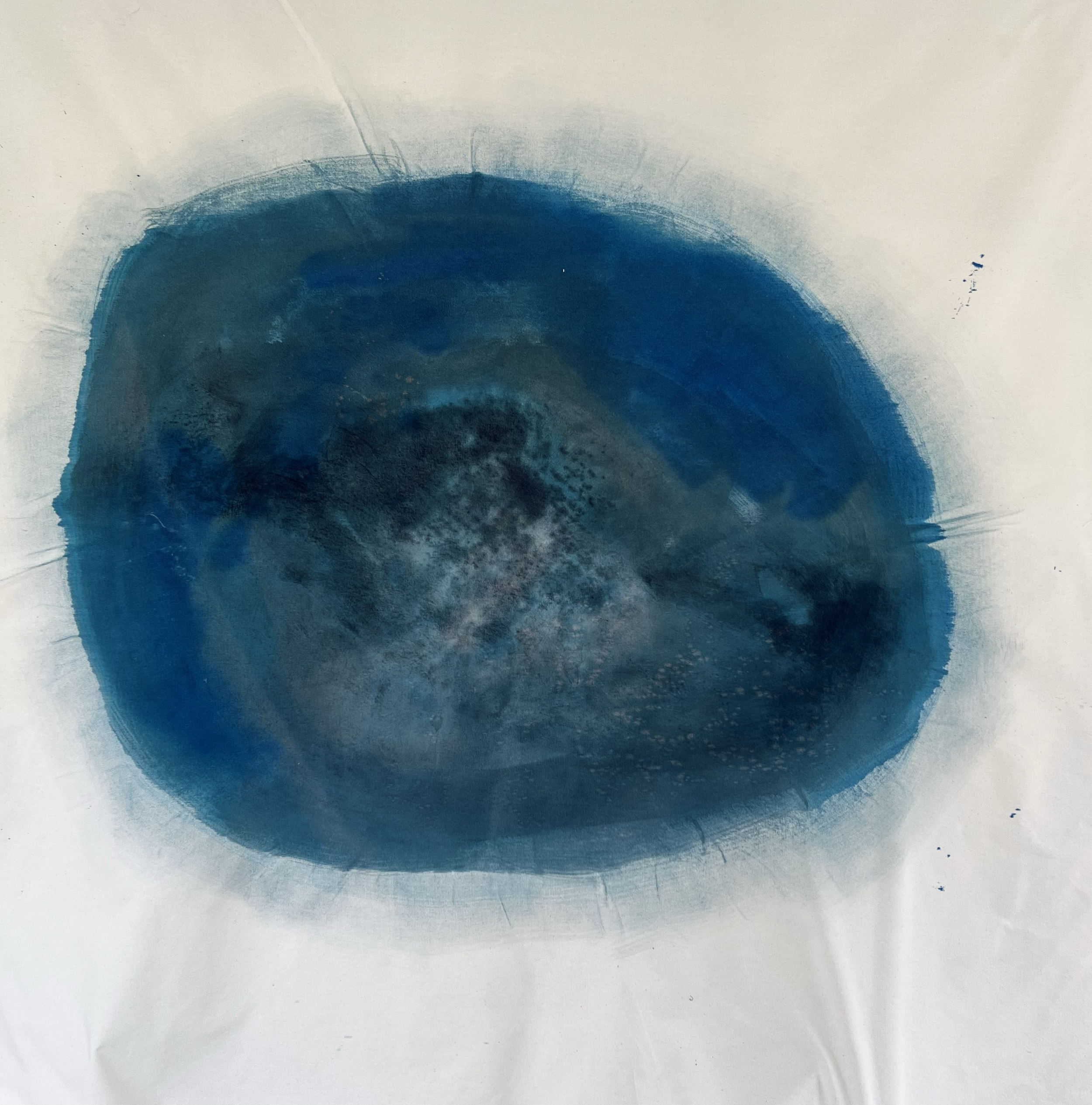 Primal Divide, 2024 / 
160 x 160 cm / 
Indian ink and watercolour on canvas