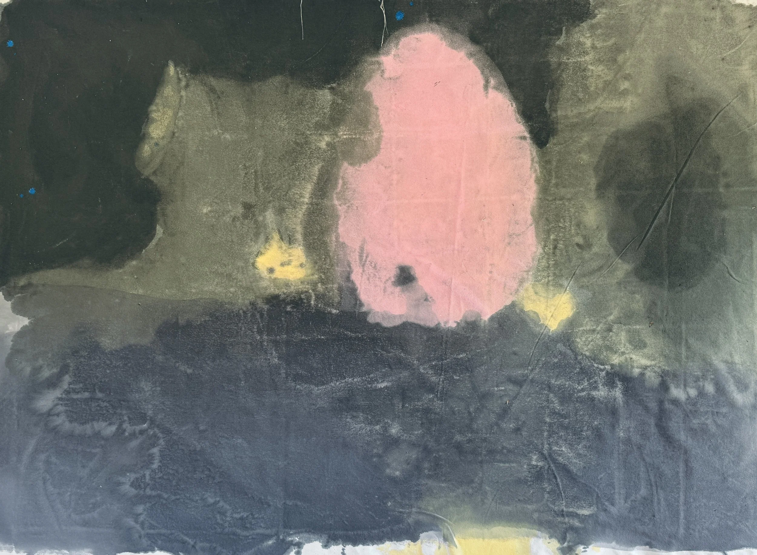 Egg in the Dark, 2025 / 
160 x 200 cm / 
Pigment and acrylic on canvas