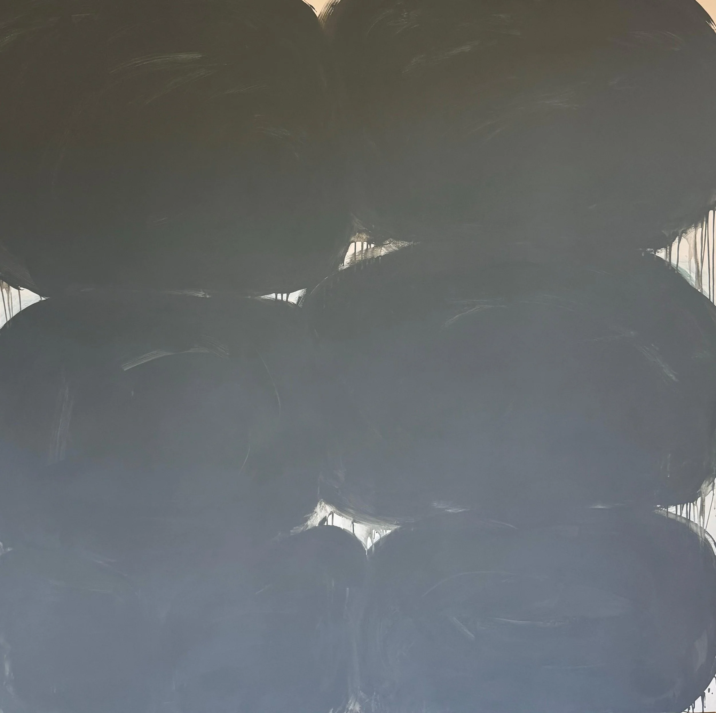 Waiting Together, 2025 / 
180 x 180 cm / 
Mineral paint on canvas