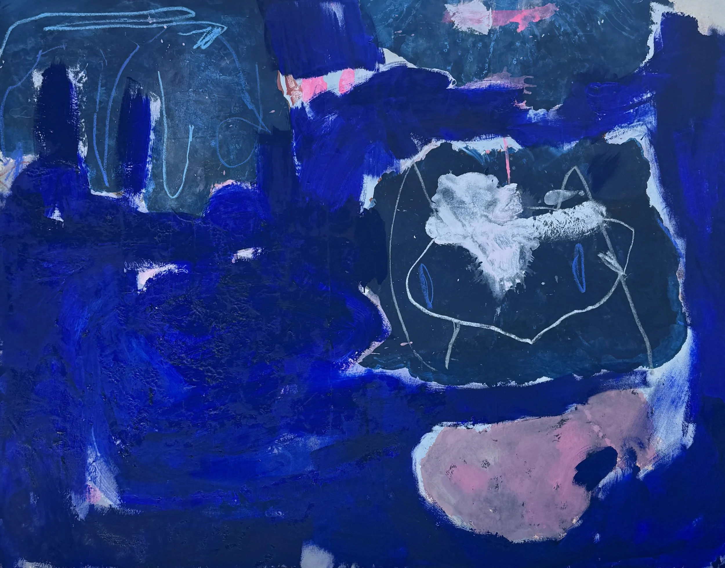 Against the Waves, 2026 / 
183 x 240 cm / 
Pigment, acrylic, pastels and linseed oil on canvas 