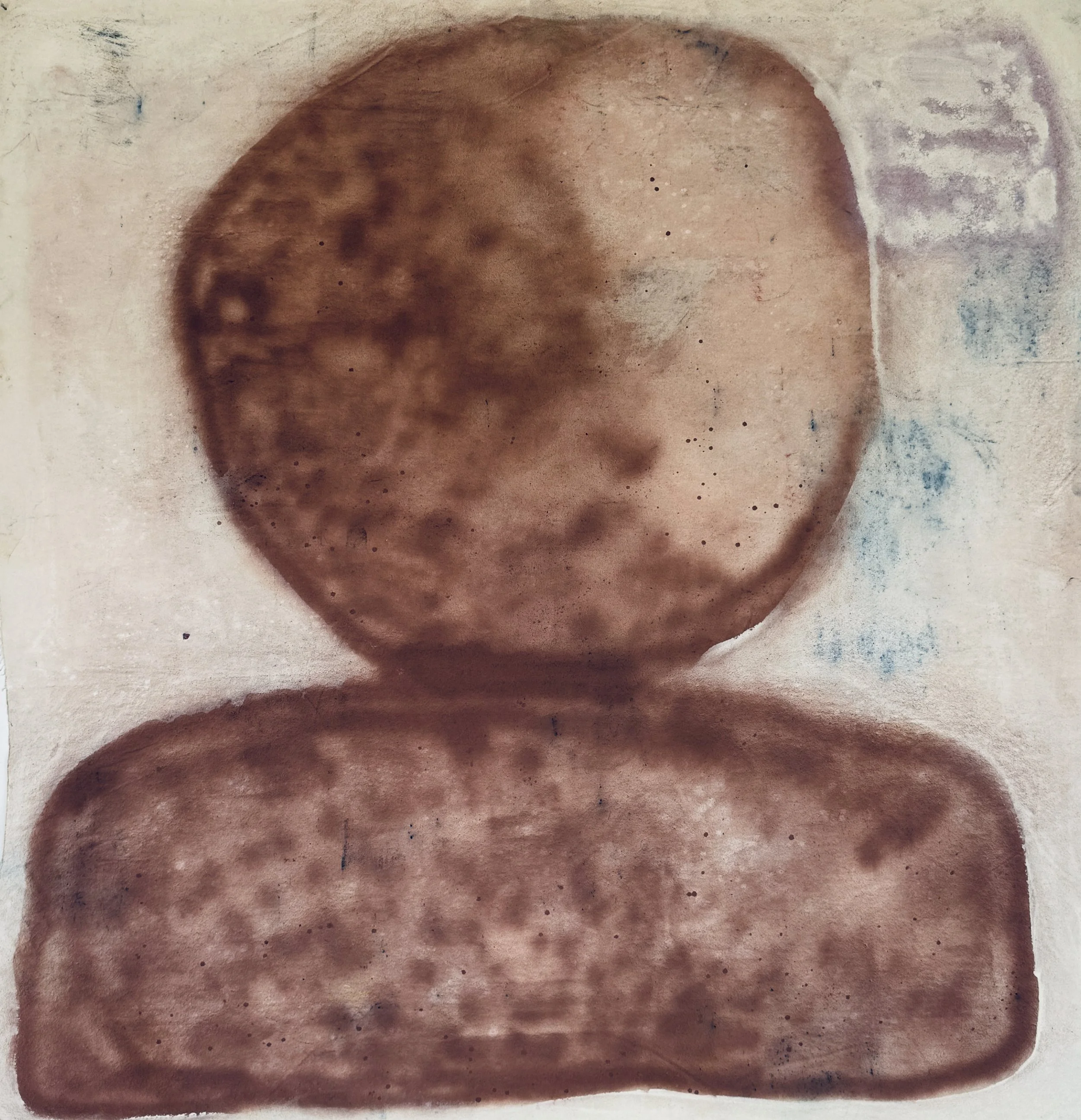Self Portrait, 2025 / 
157 x 155 cm / 
Spray, pigment and mineral paint on canvas 