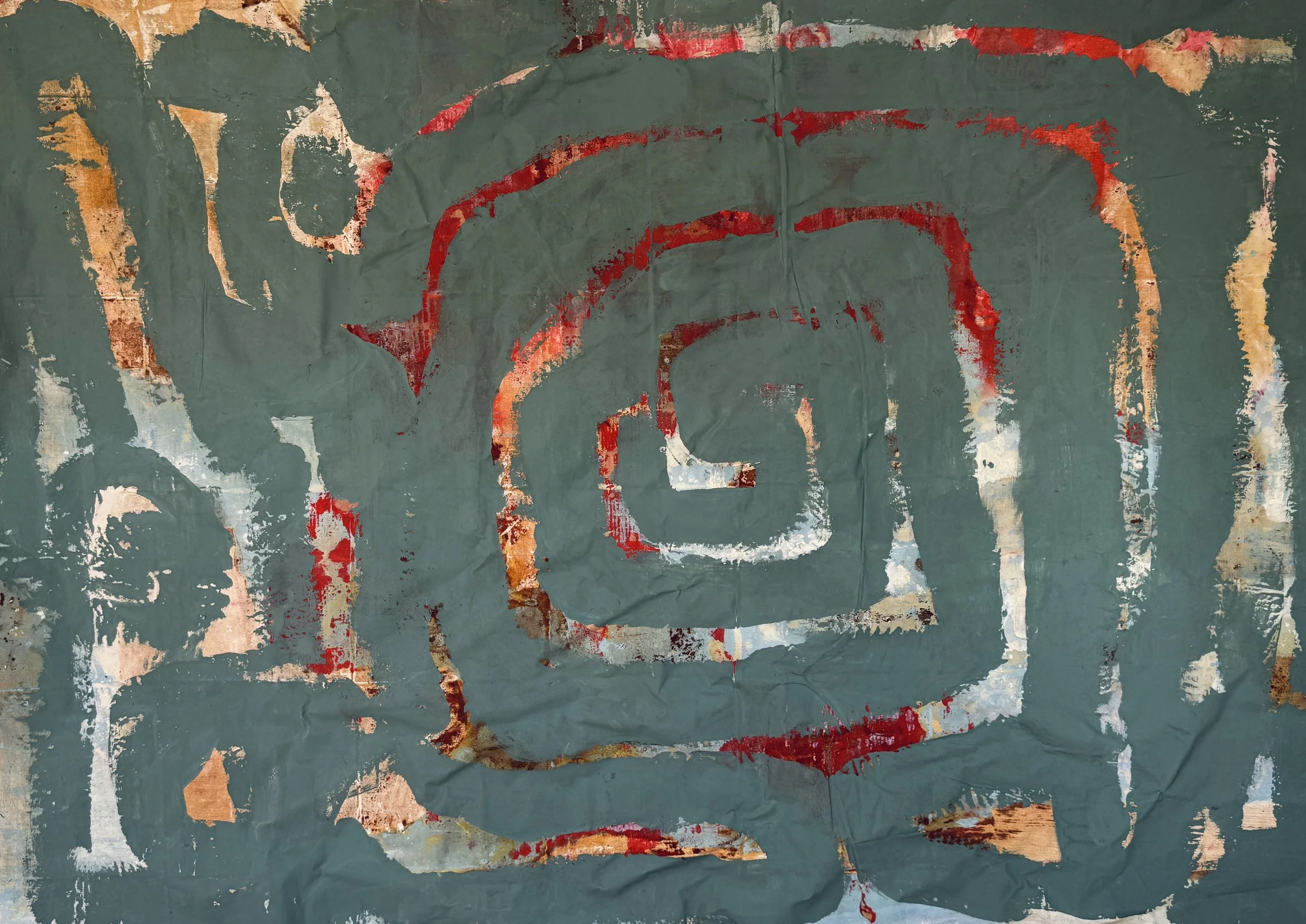 Blood Maze, 2026 / 
159 x 221 cm / 
Mineral, acrylic and pigment on canvas