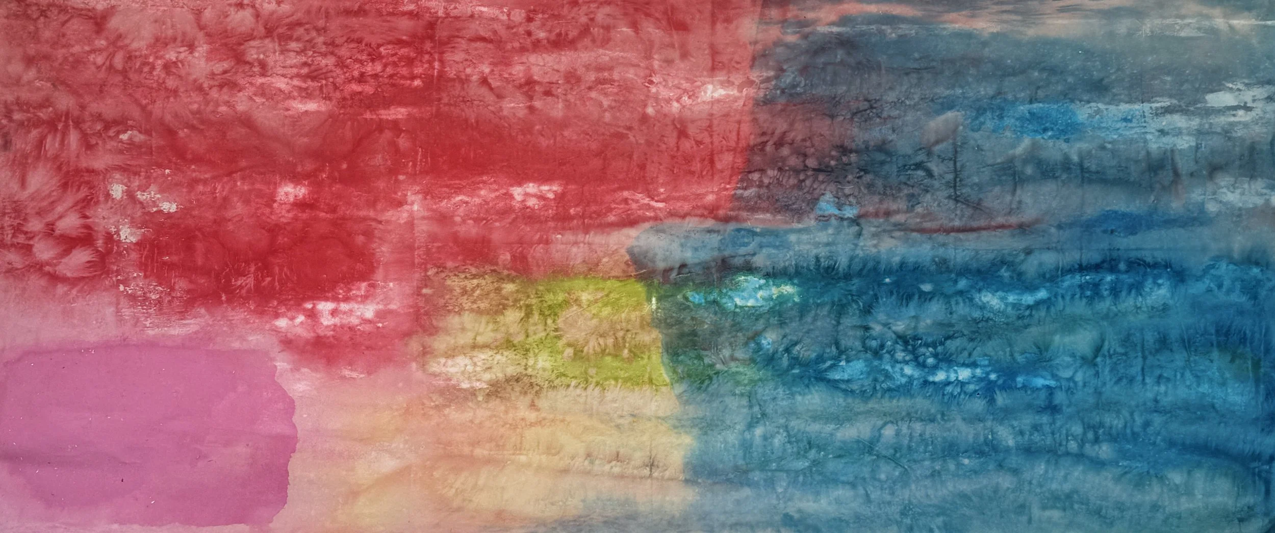 Sunrise over the Ocean, 2025 / 
180 x 380 cm / 
Acrylic and pigment on canvas