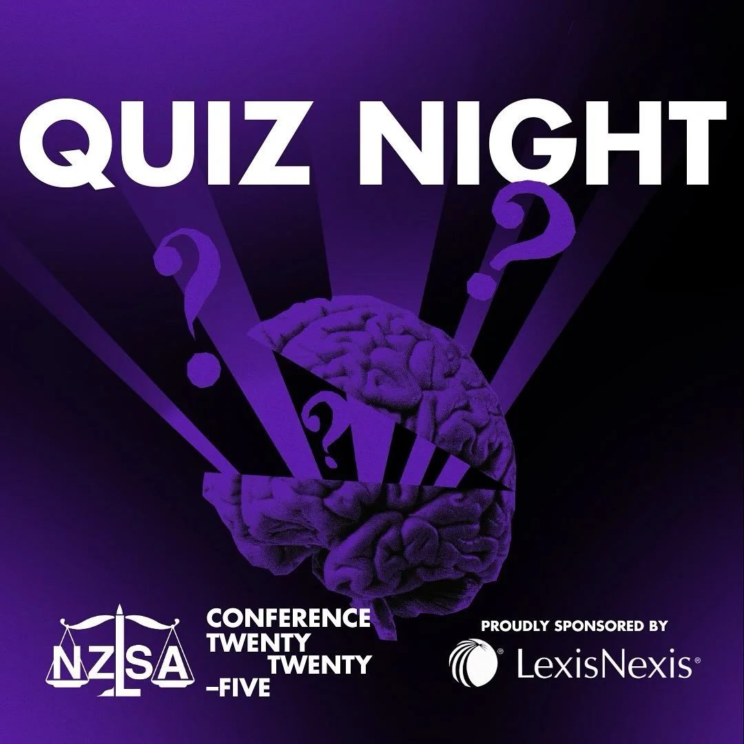 ⚖️ NZLSA @lexisnexis_newzealand QUIZ NIGHT 🧠

Inviting all 2025 NZLSA Conference attendees to grab some free kai and blow off some steam after day 1 (of competitions and council meetings).

Some awesome prizes up for grabs courtesy of the sponsors f