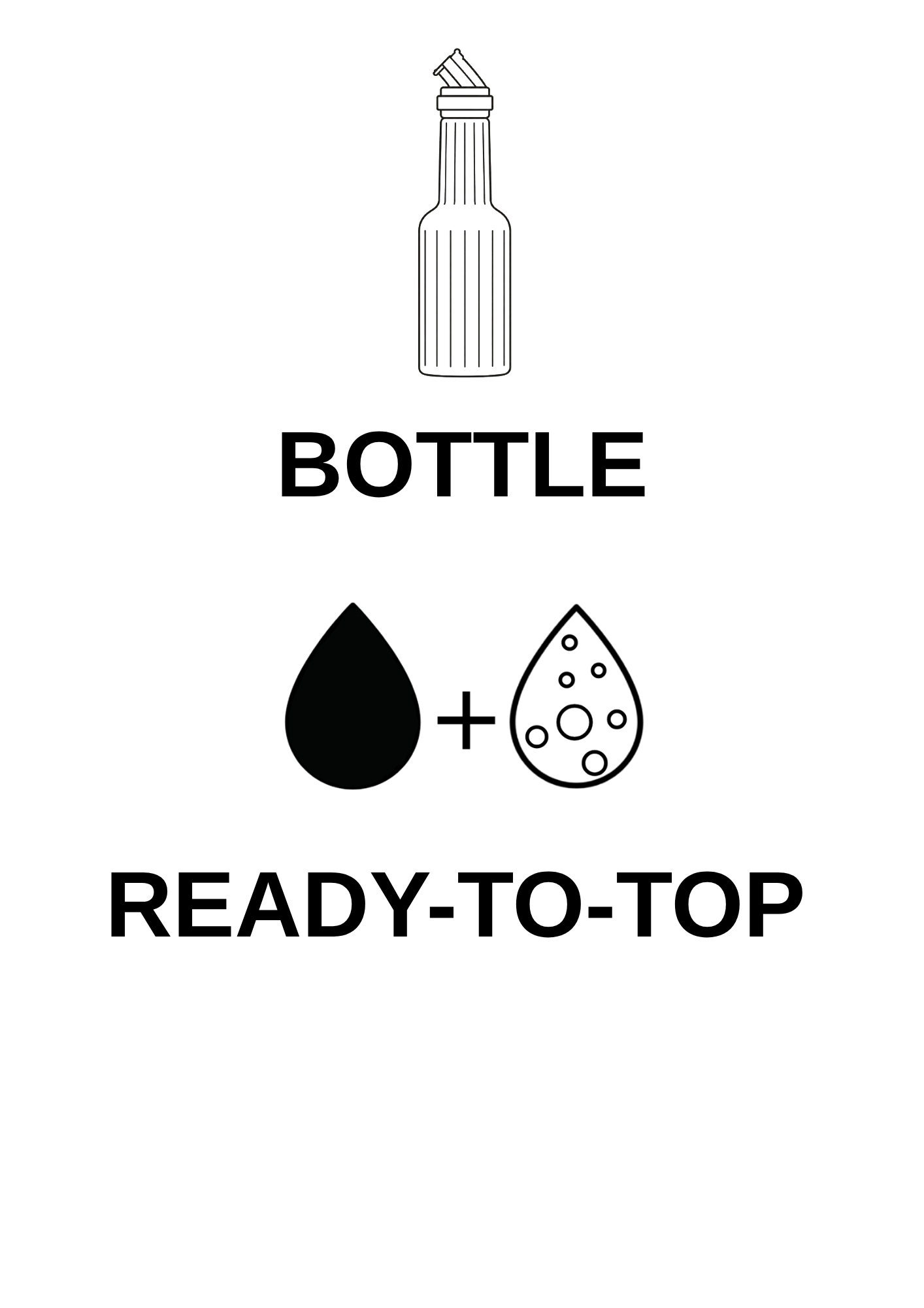 Line drawing of a microscope positioned above two dark droplets and one outlined droplet.