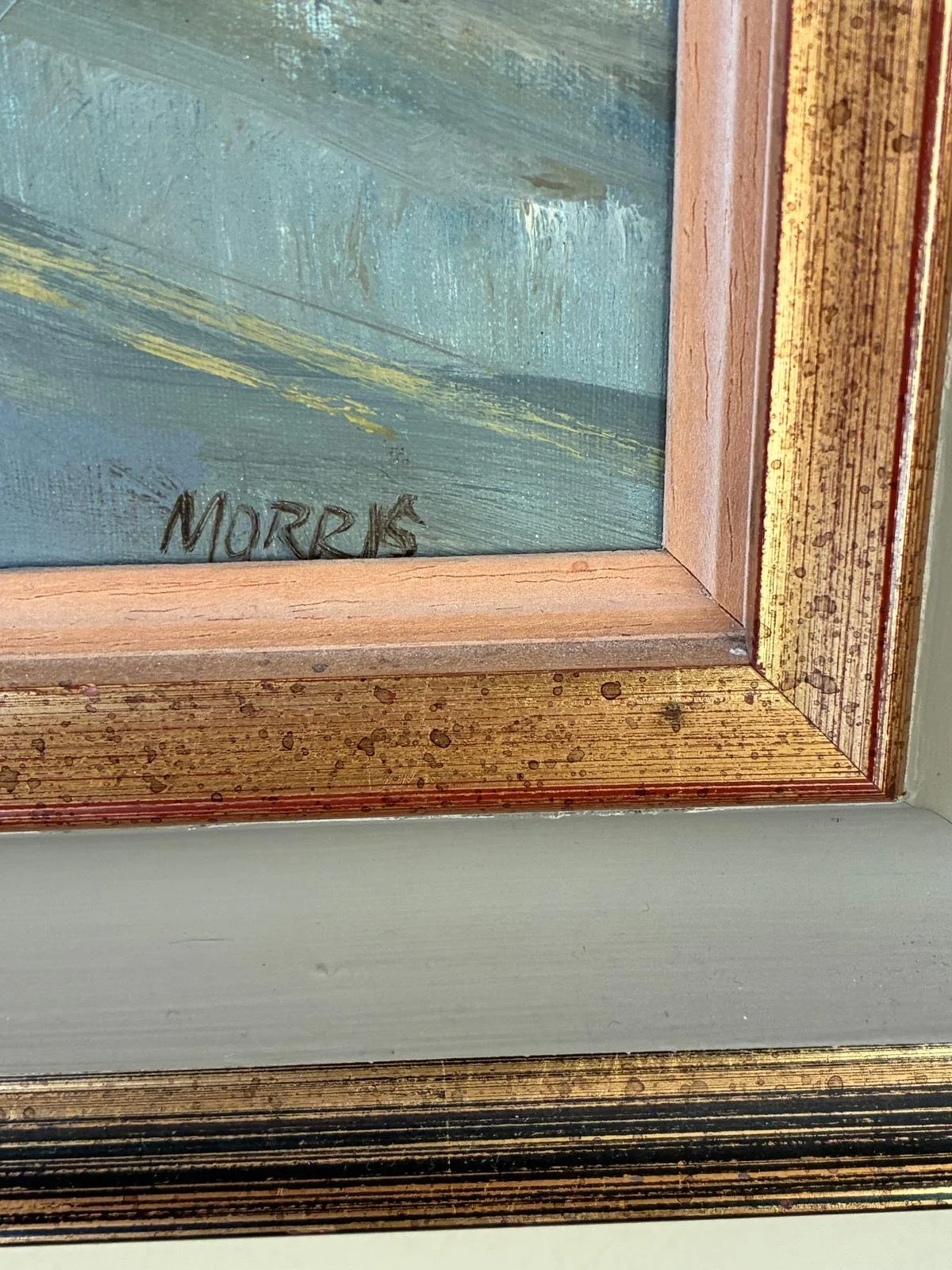 Anthony Morris NEAC, Queens Lane Oxford, Oil on canvas (40 × 51cm), framed (52 × 63cm). Signed. British Art Original painting for sale.  signature