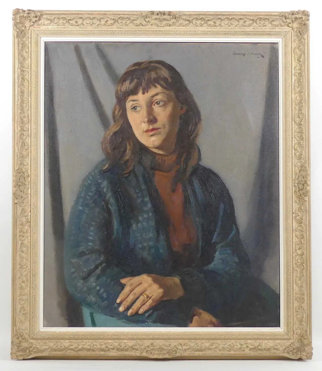 Leonard John Fuller, Portrait of Deidre Bell,‍ Oil on canvas (62 × 75cm), framed (79 × 92cm). Signed. framed for sale