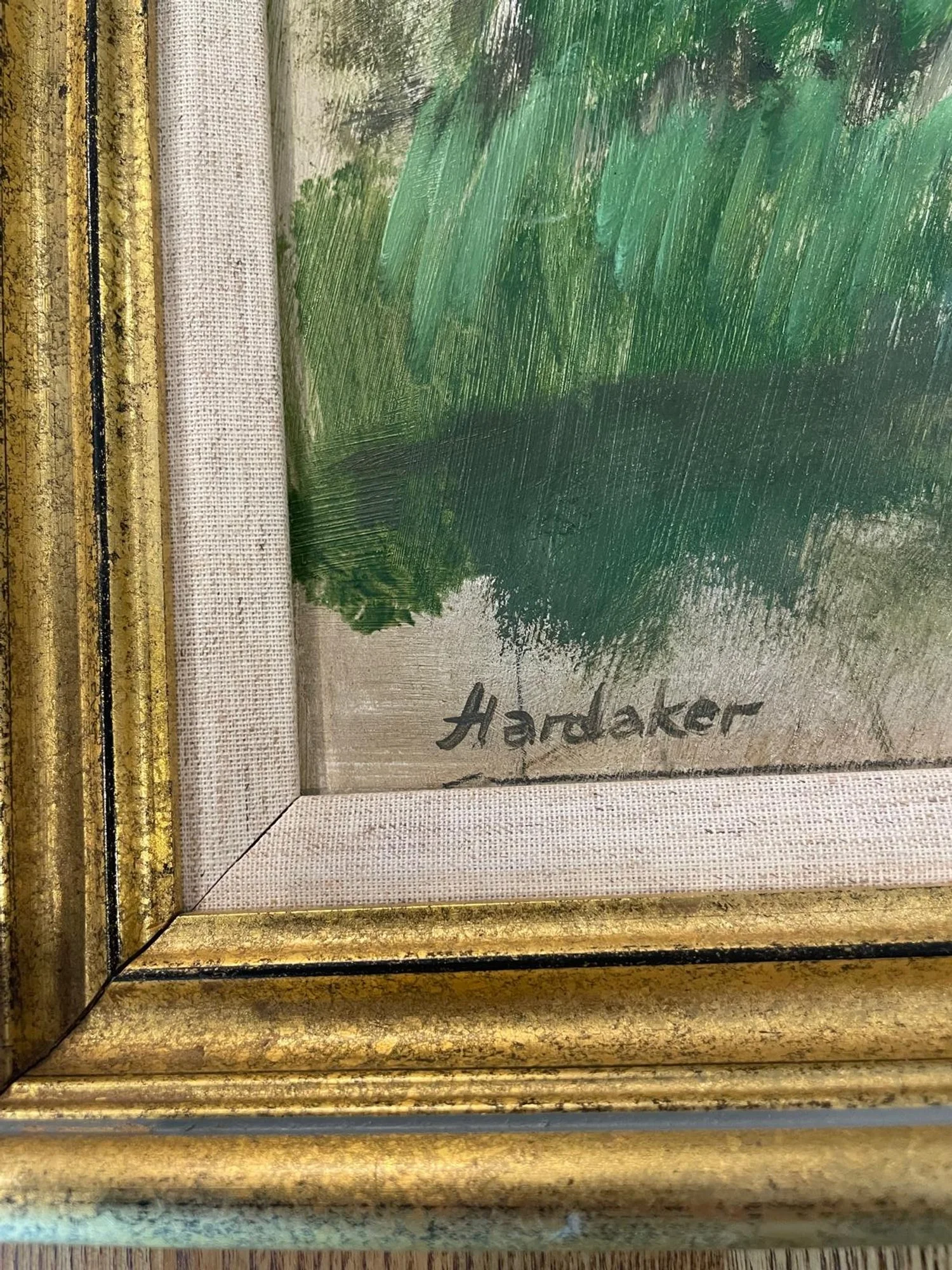 Original oil landscape painting by New English Art Club (NEAC) artist, Charles Hardaker RBA, NEAC, titled The Thames near Cookham, Oil on board (81.5 x 57cm), framed and signed, £250.00 signature