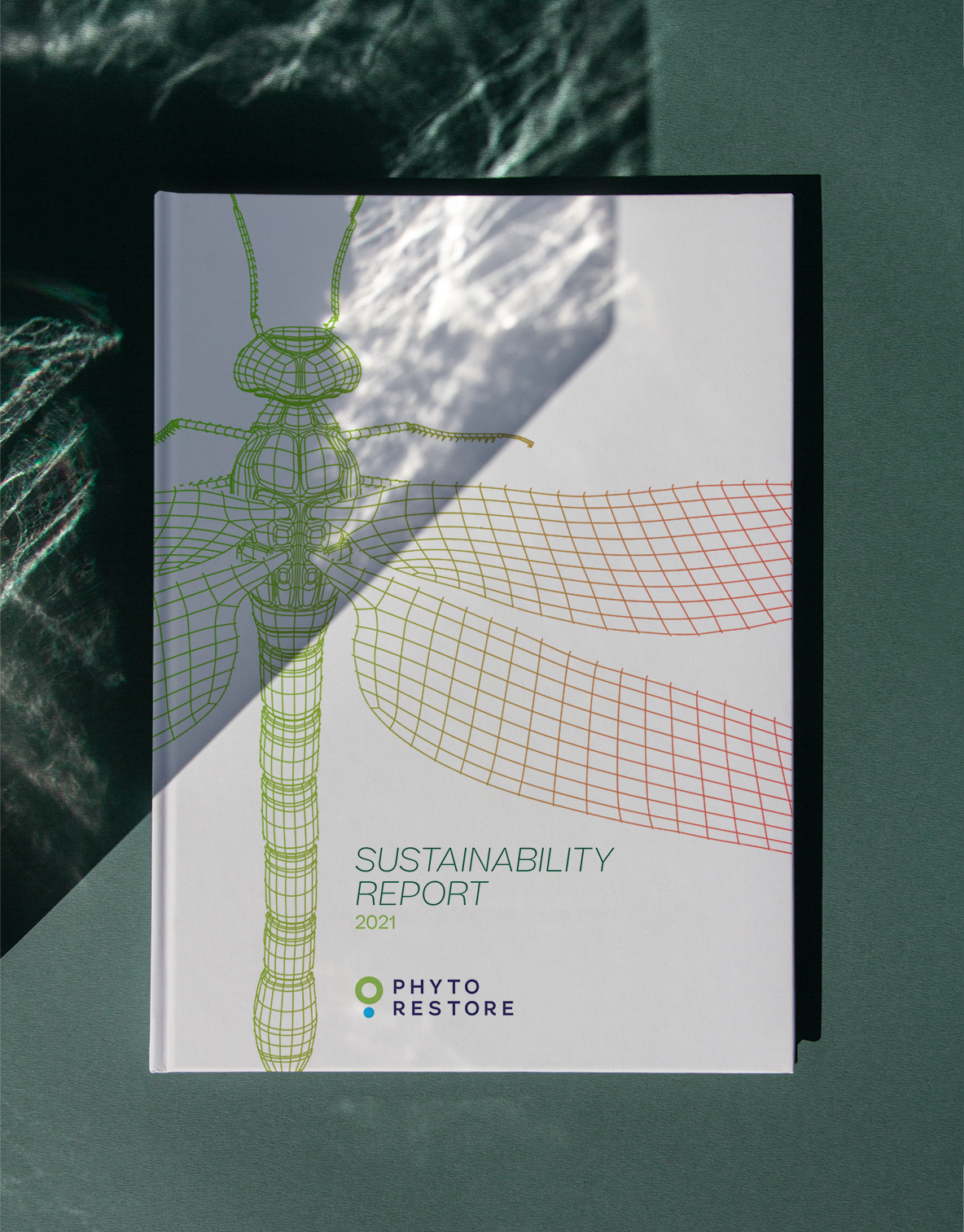 Editorial layout using the Phytorestore visual identity system