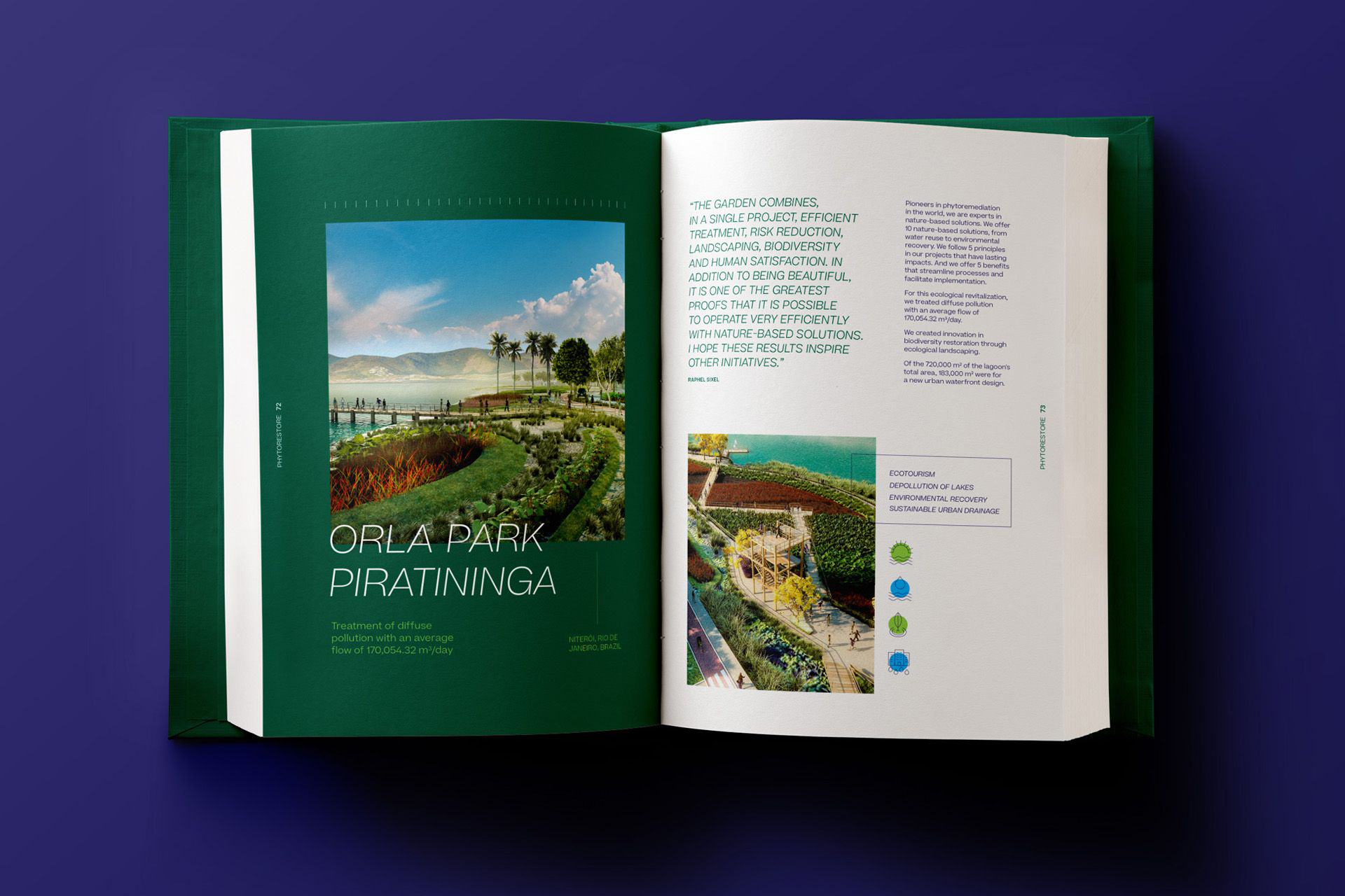 Editorial layout using the Phytorestore visual identity system