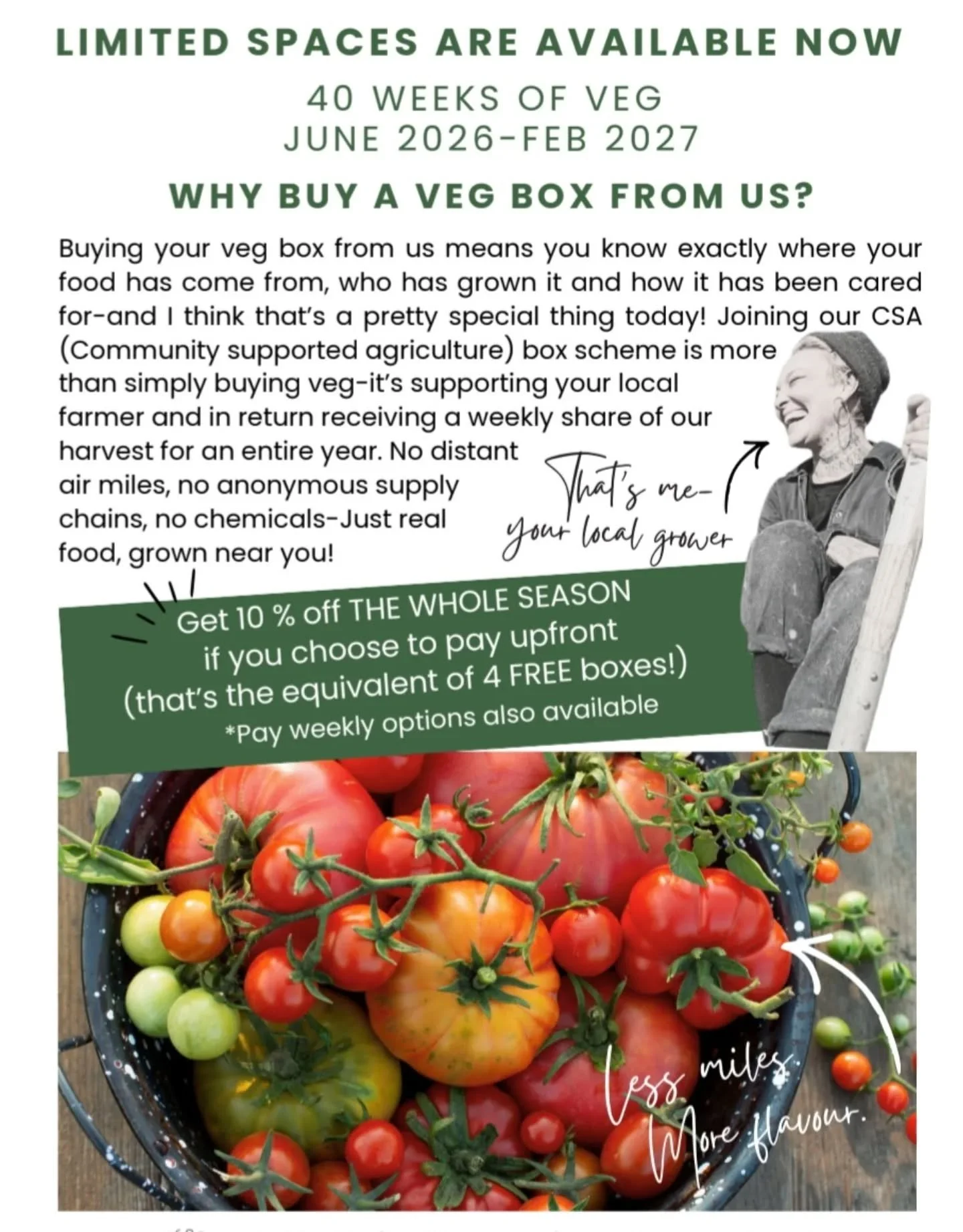 Veggie Box subscriptions for our 2026-2027 season are now OPEN!
 
FIND OUT MORE AND SECURE YOUR BOX-LINK IN BIO 🥕