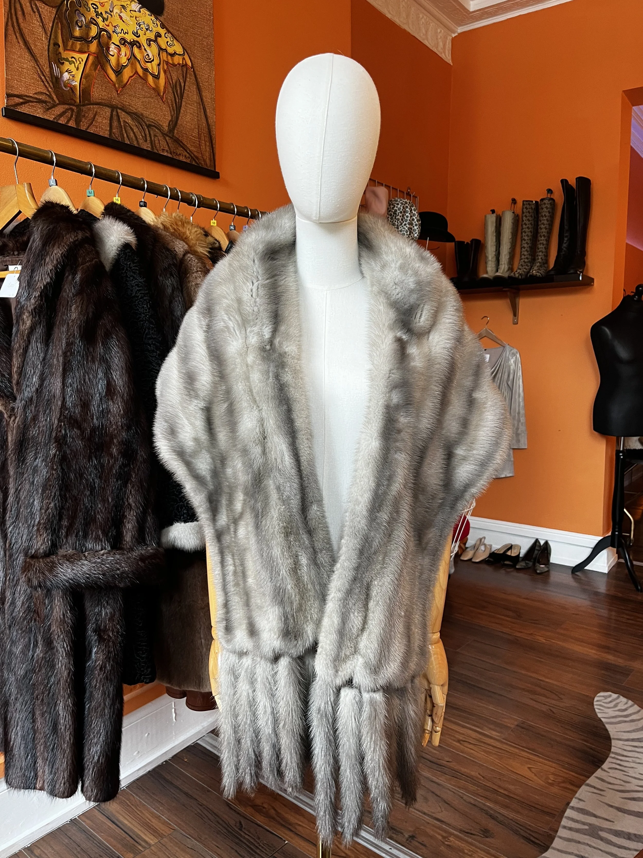 1950s Silver Mink Shawl