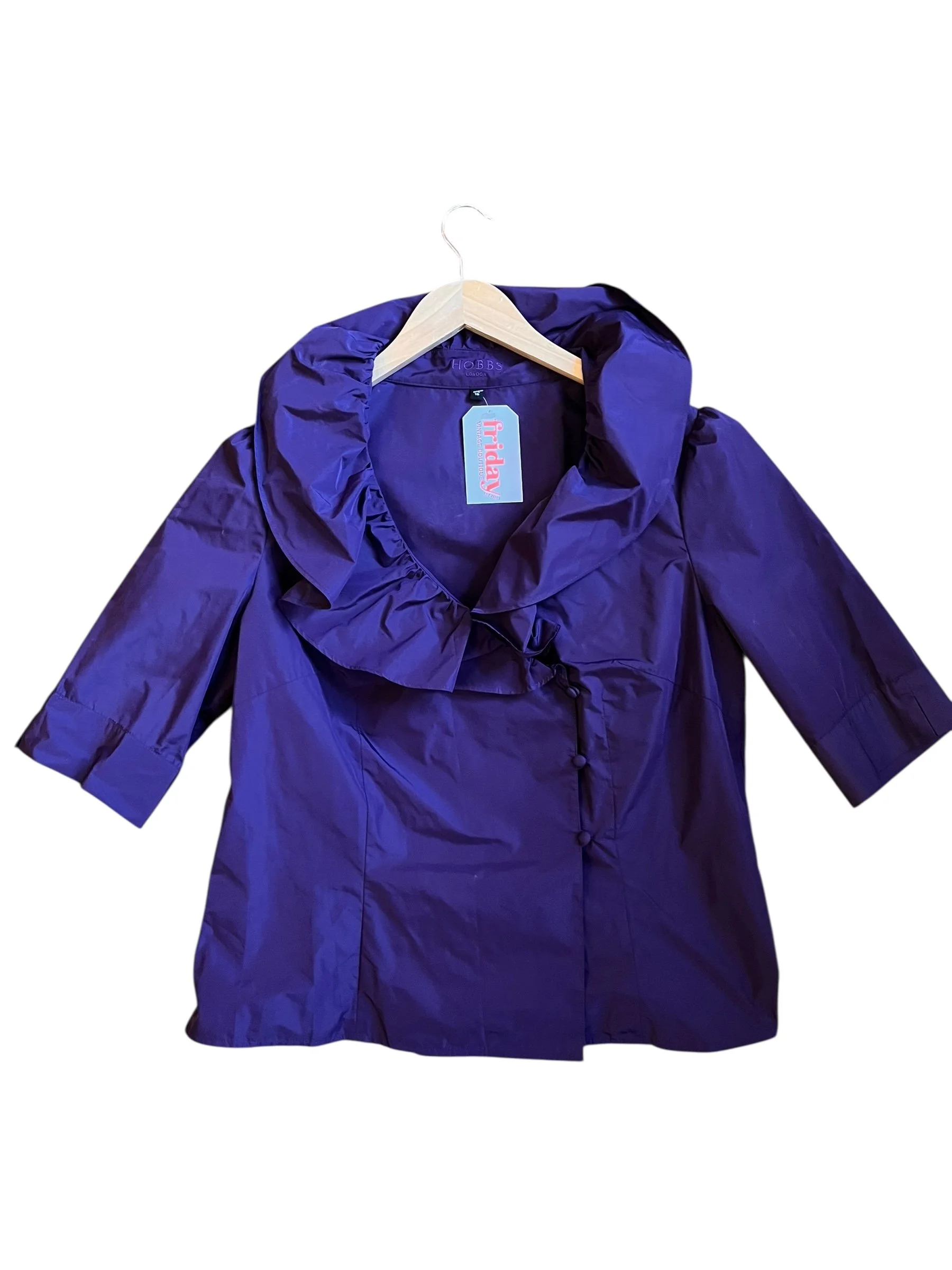 90s/Y2K Hobbs Purple Frilly Blouse