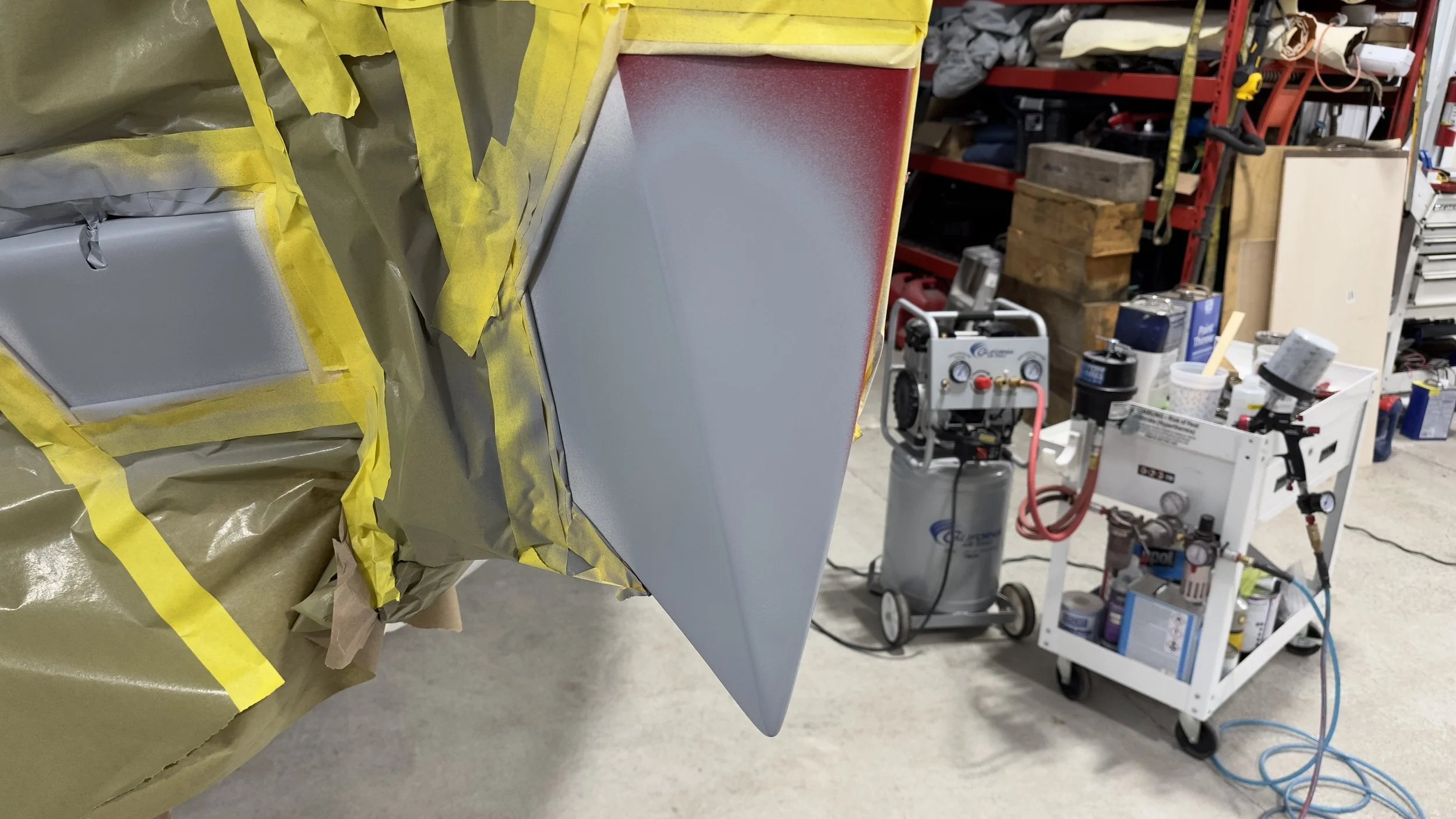 Aircraft repaired, before paint