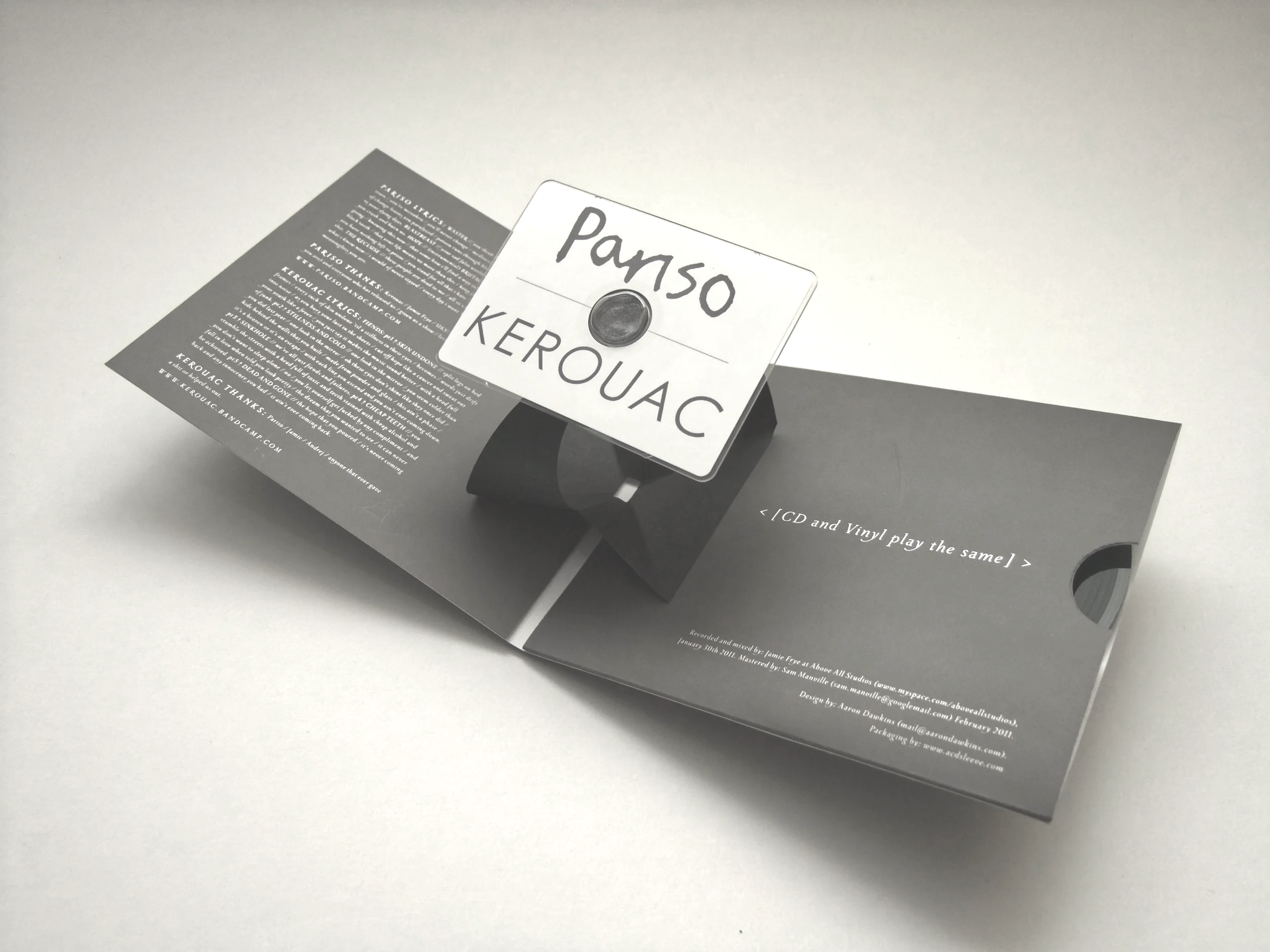 Pariso/Kerouac Pop up business card CD w/5" vinyl - ACDSleeve mk.1