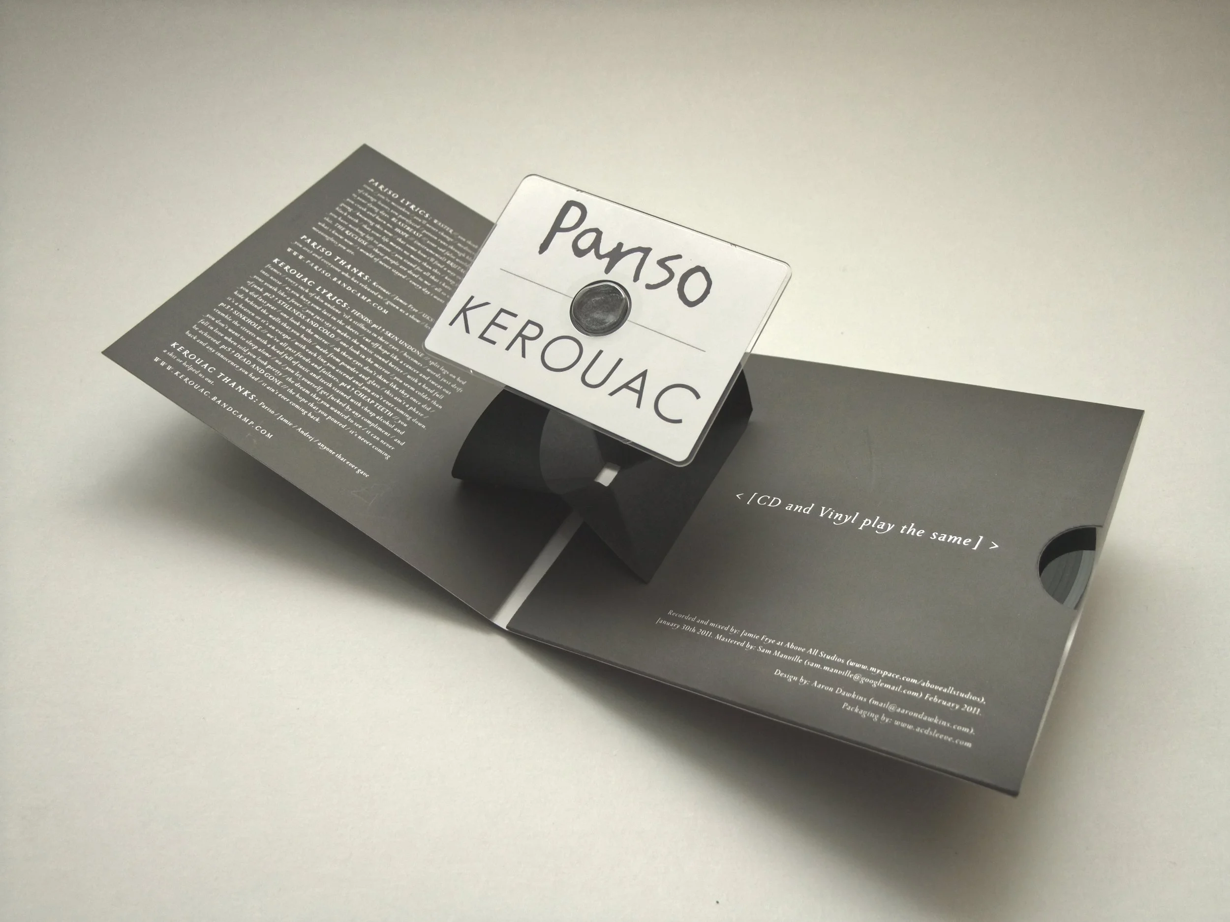 Pariso/Kerouac Pop up business card CD w/5" vinyl - ACDSleeve mk1